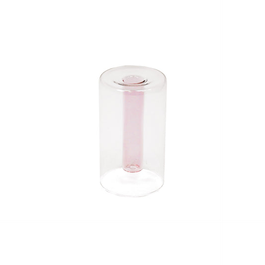 Vaas - Reageerbuis - Glas - Roze - 8x8x14cm