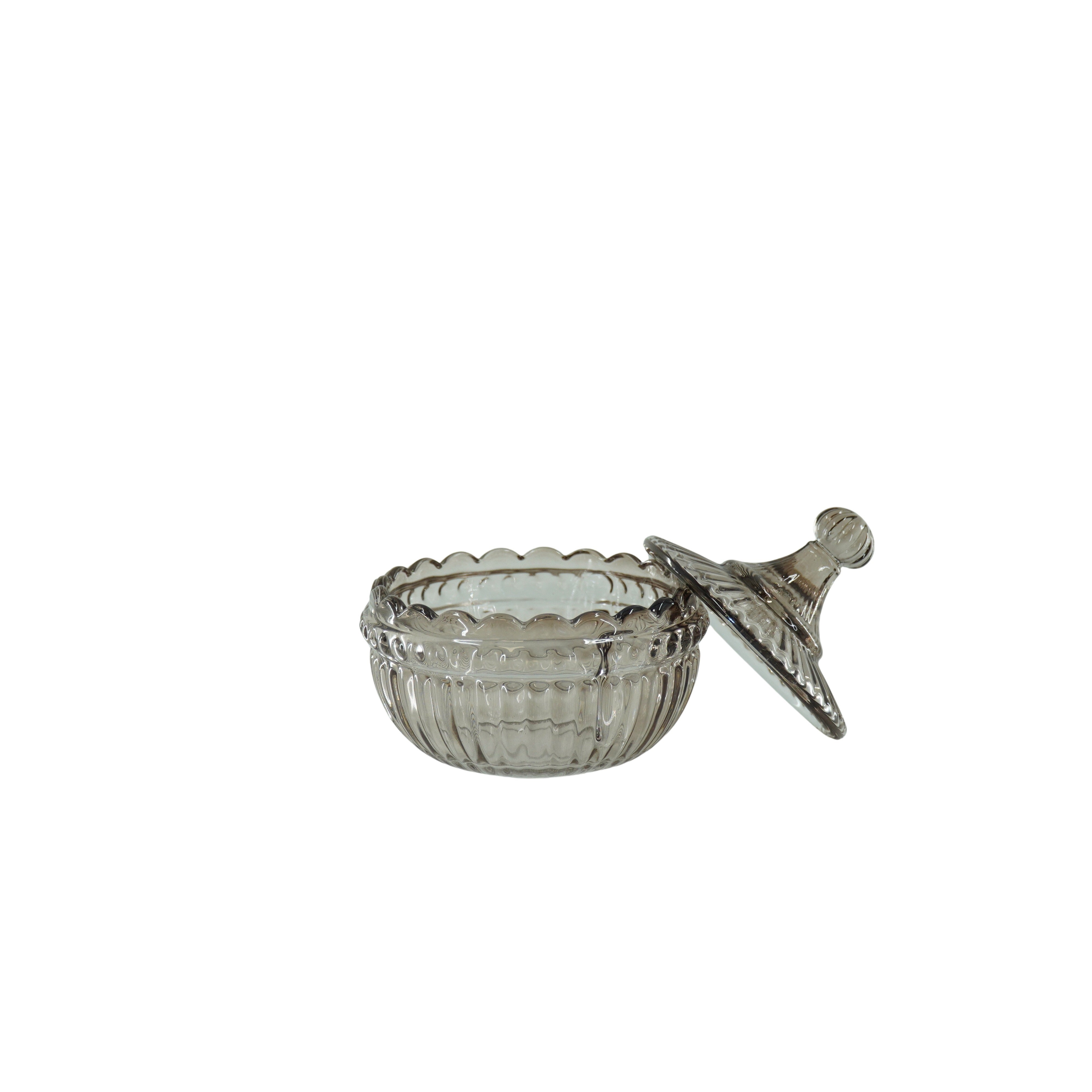 Sierpotje- Opbergpotje met deksel - Glas- Rookglas - 9,5x9,5cm