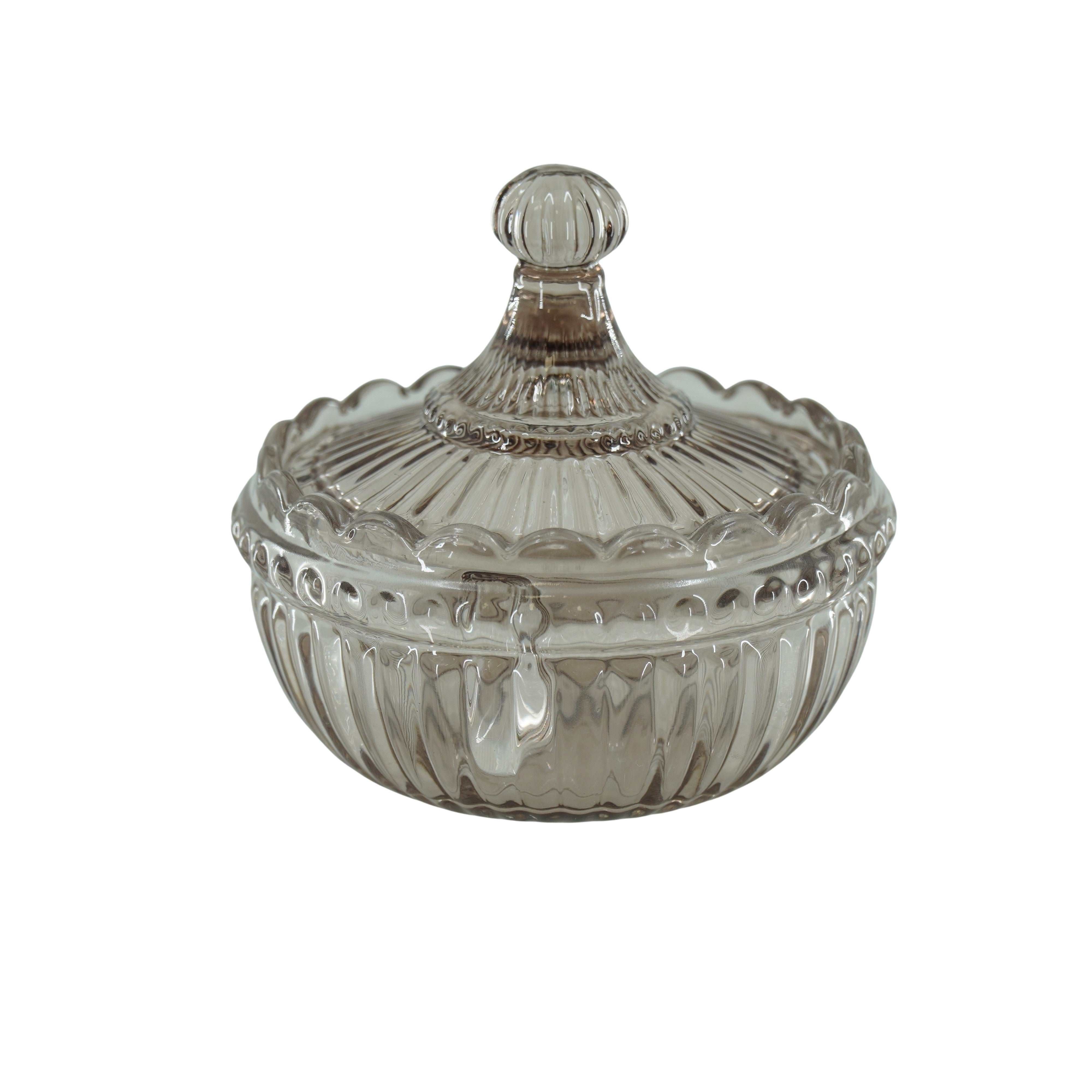 Sierpotje - Opbergpotje met deksel - Glas- Bruin - 9,5x9,5cm