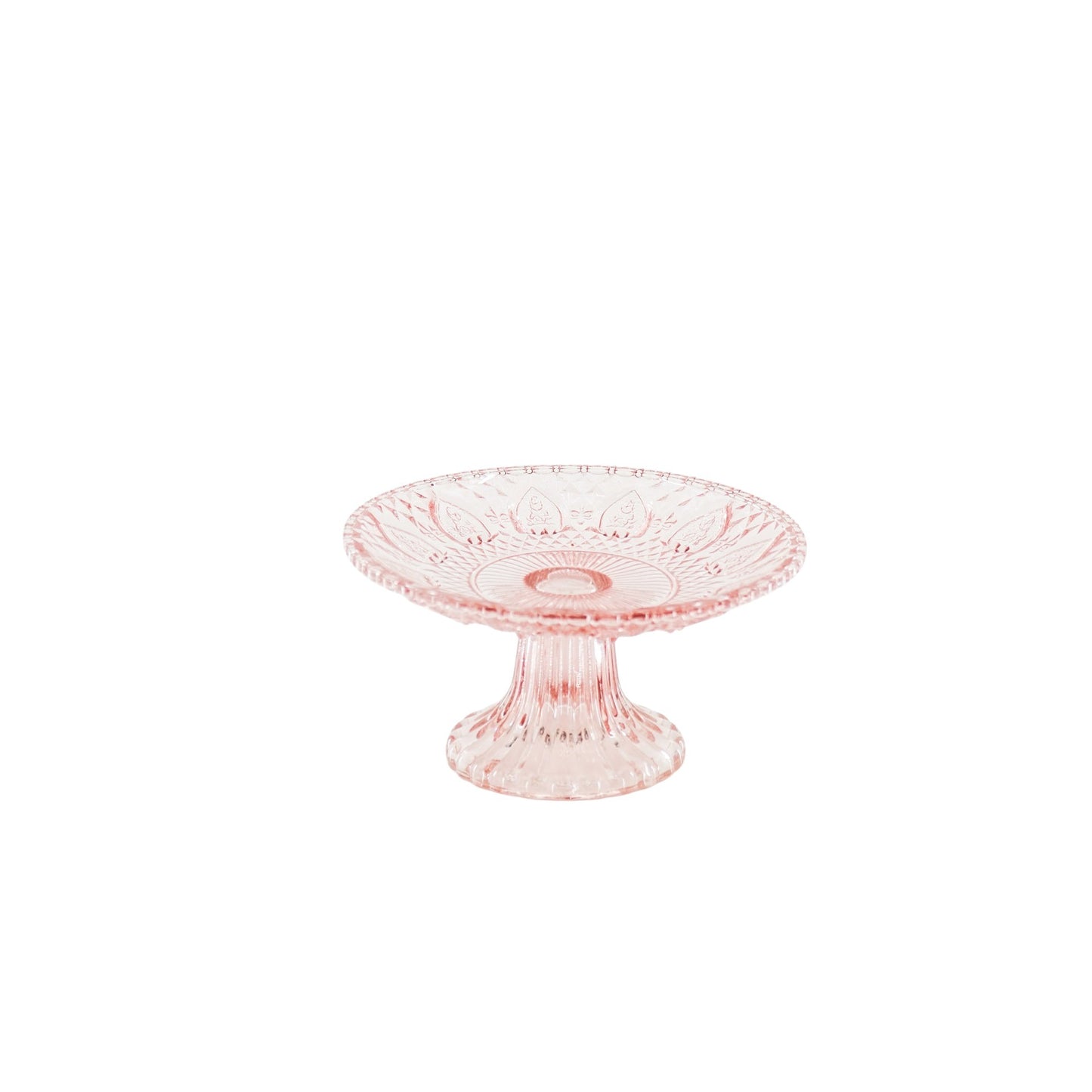 Servies- Taartplateau - Glas- Roze- 15x8 cm