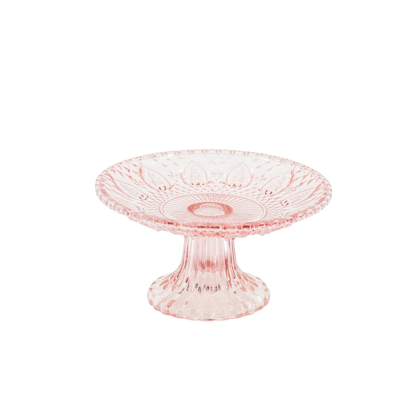 Servies- Taartplateau - Glas- Roze- 15x8 cm