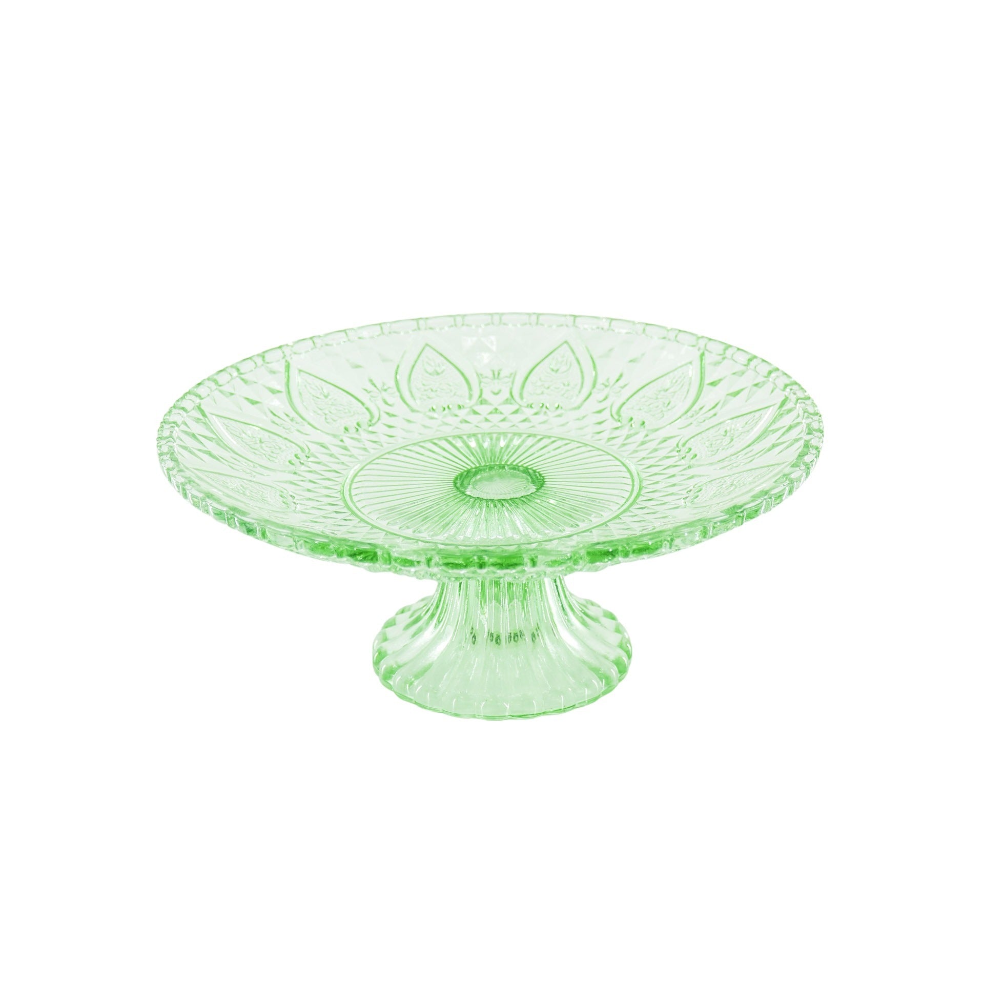 Servies- Taartplateau - Glas- Groen- 22,5x8 cm