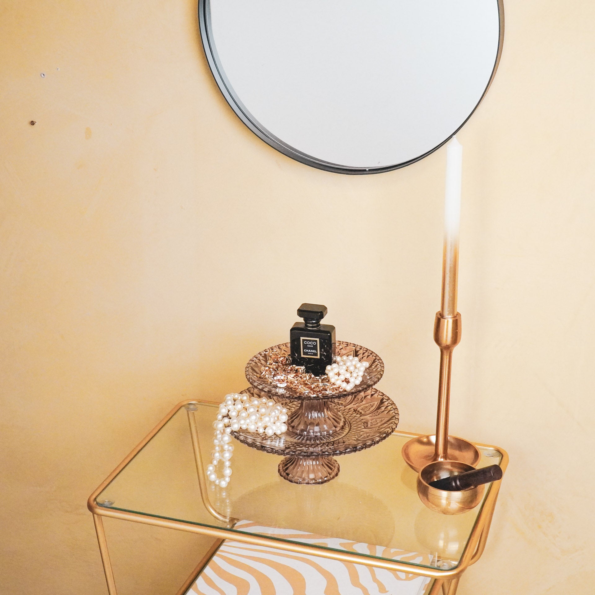 Servies- Taartplateau - Glas- Bruin 15x8 cm