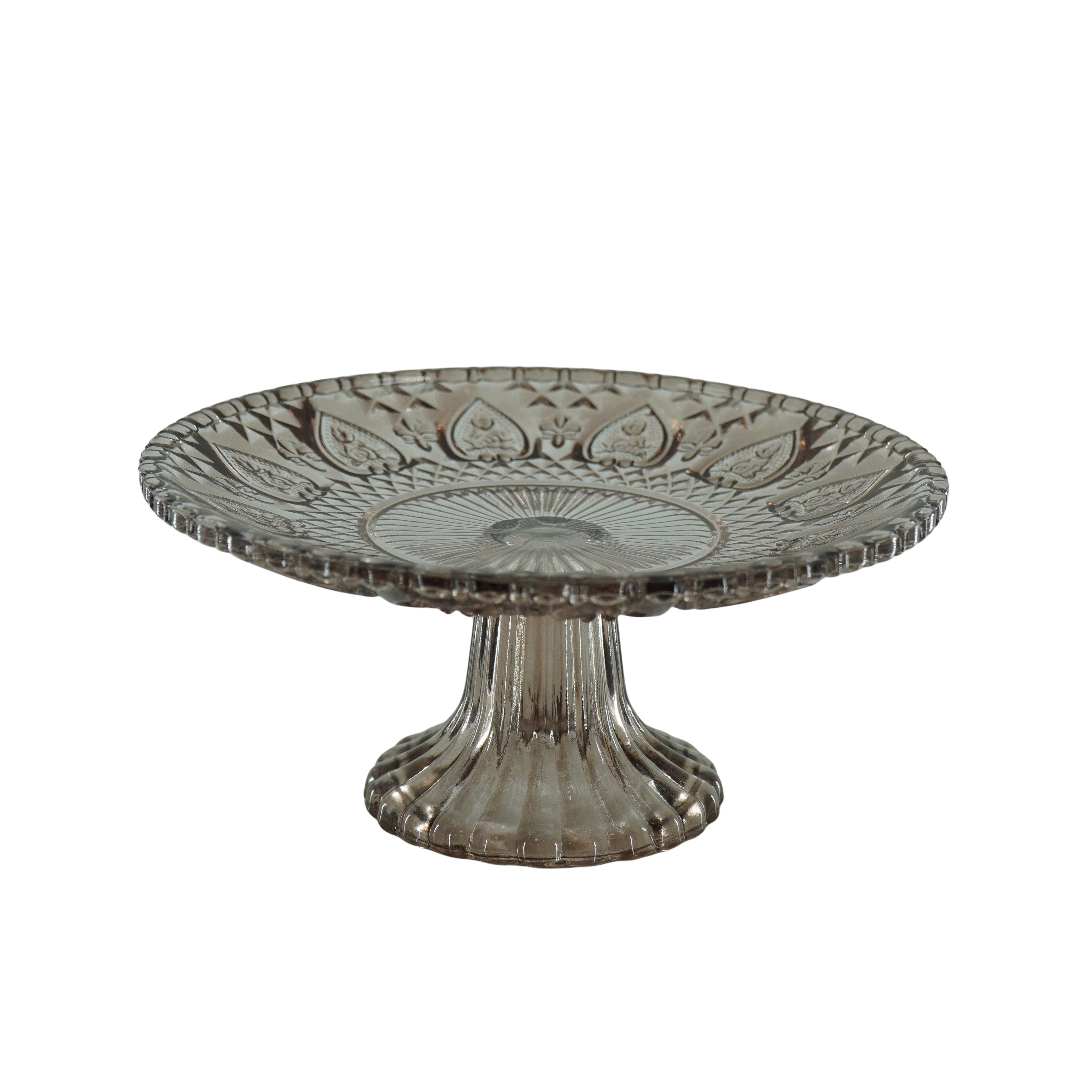 Servies- Taartplateau - Glas- Bruin 22,5x8 cm