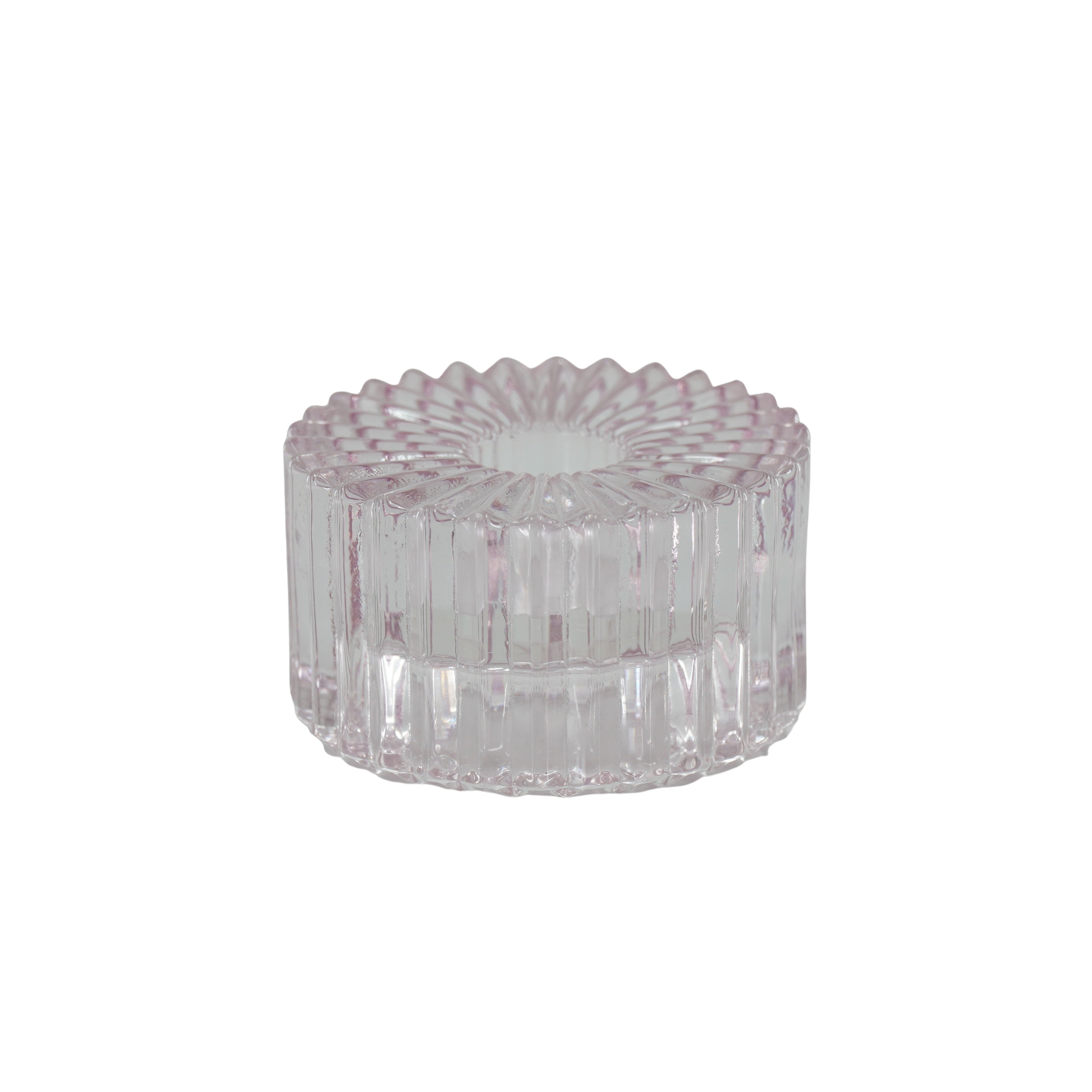 Kaarshouder- Kandelaar en Waxinelichthouder- Glas- Roze -8x4 cm