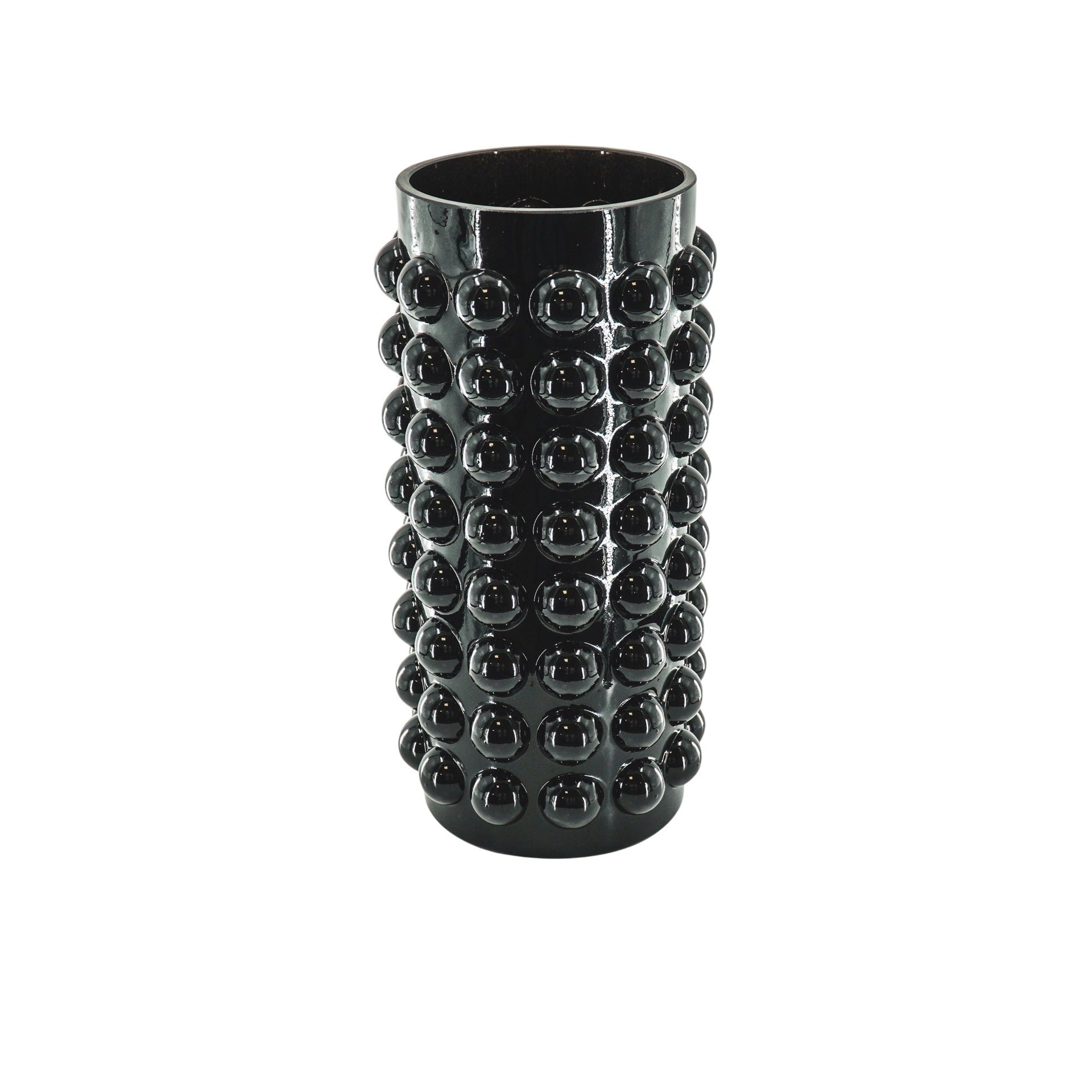 Vaas - Rond- Gespikkeld Glas- Zwart - 15x8x25cm