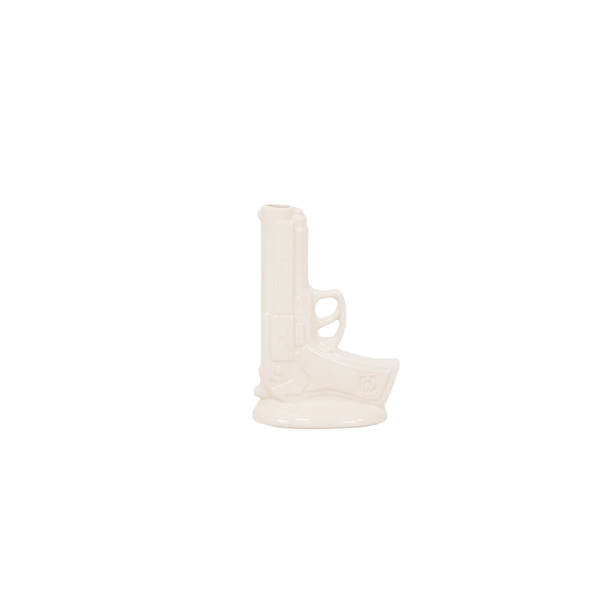 Vaas - Pistool - Keramiek - Wit - 15x9x23cm