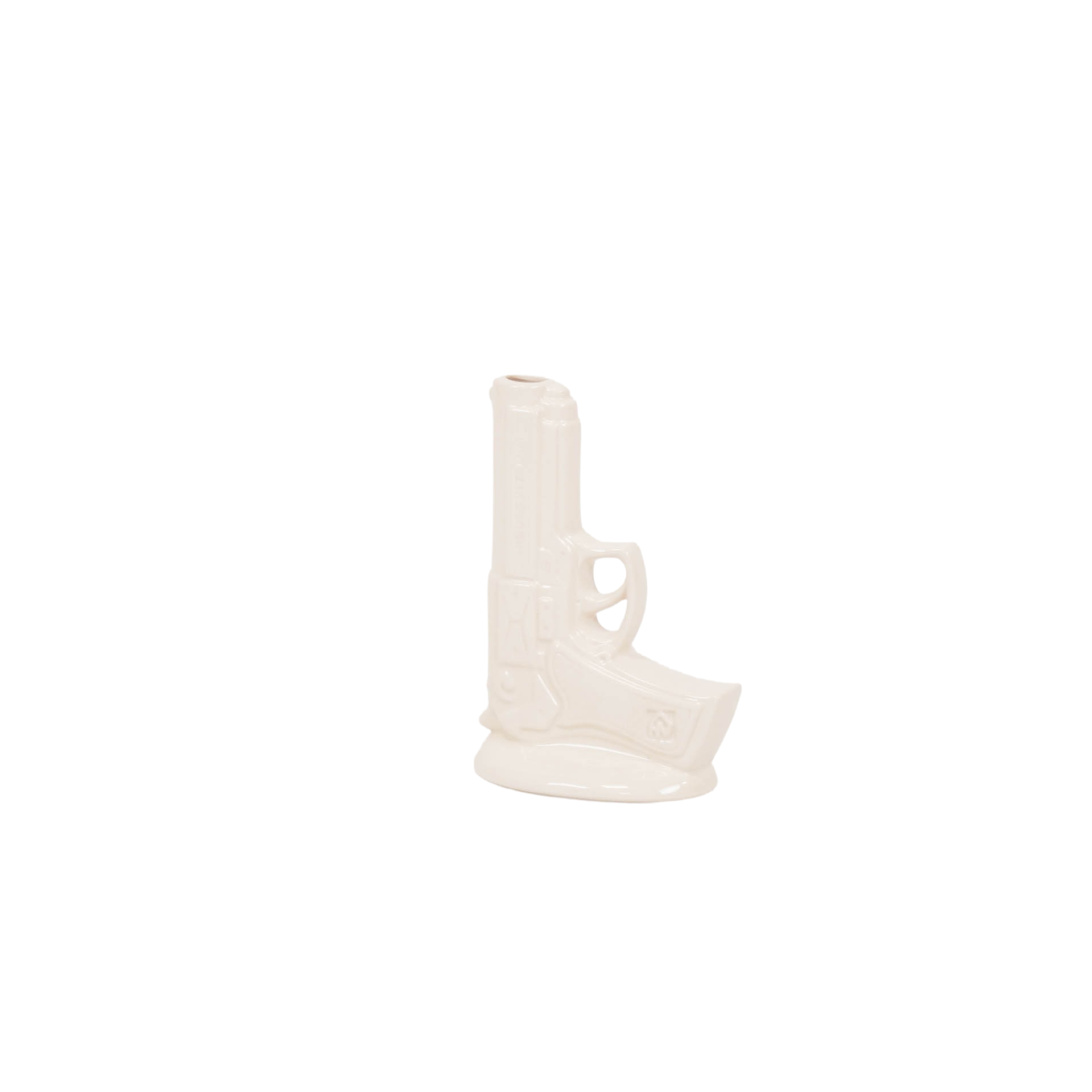 Vaas - Pistool - Keramiek - Wit - 15x9x23cm
