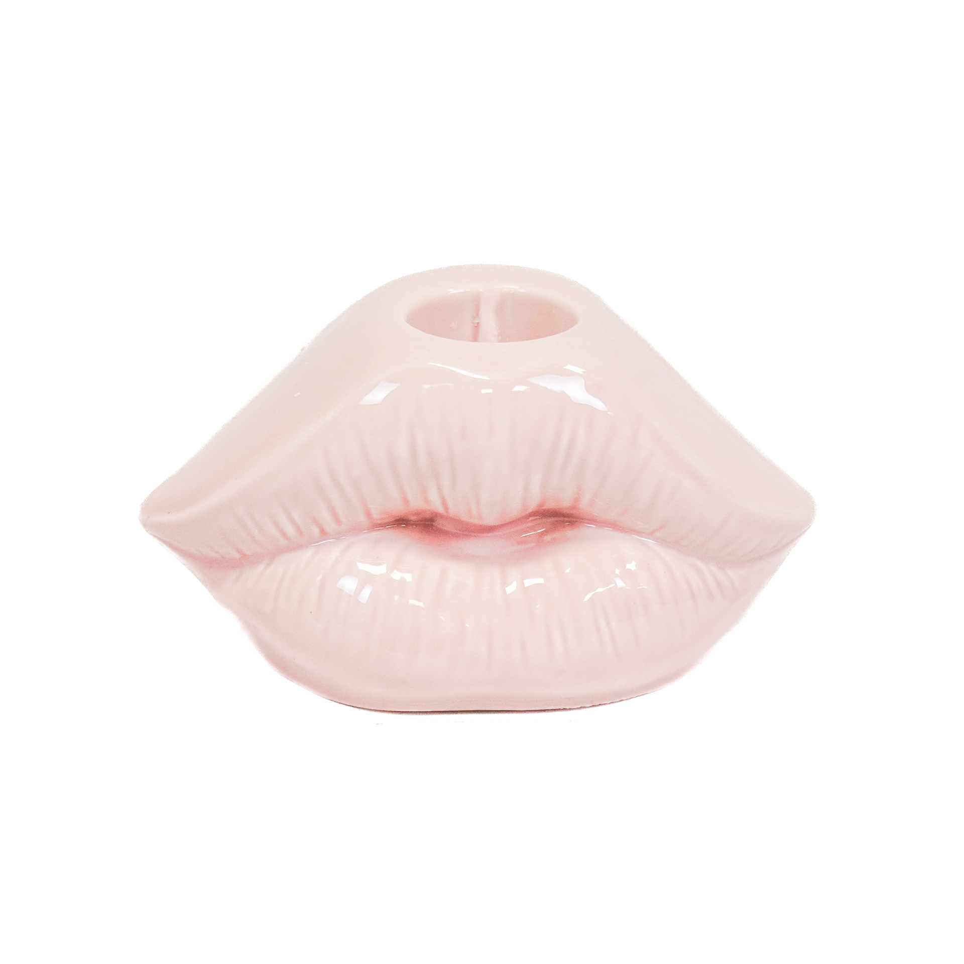 Kandelaar - Lip - Keramiek - Licht Roze - 10,5x6,5x5,5cm