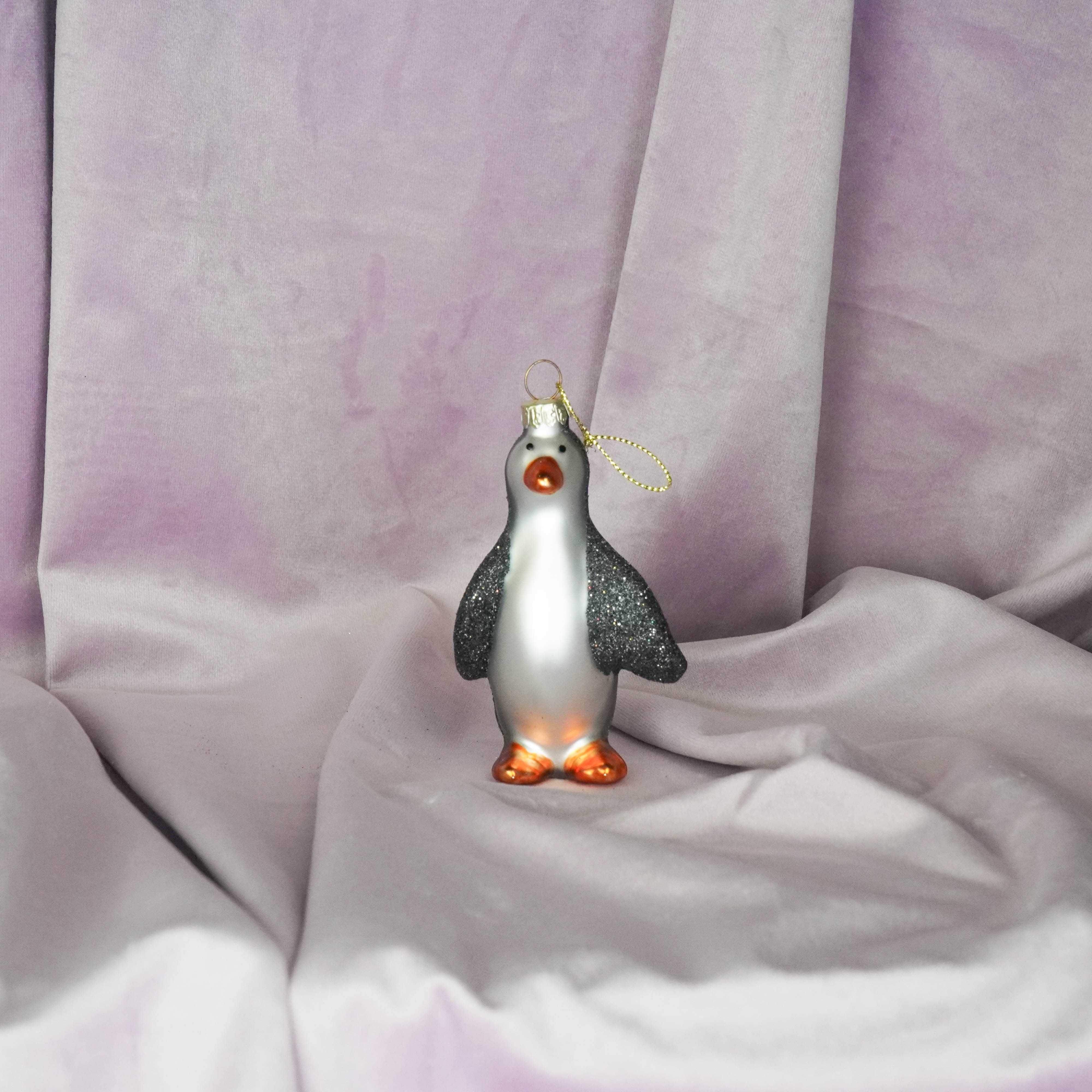 Kerstversiering - Kersthanger - Penguin - Glas - Zwart/Wit - 6x3,5x10cm