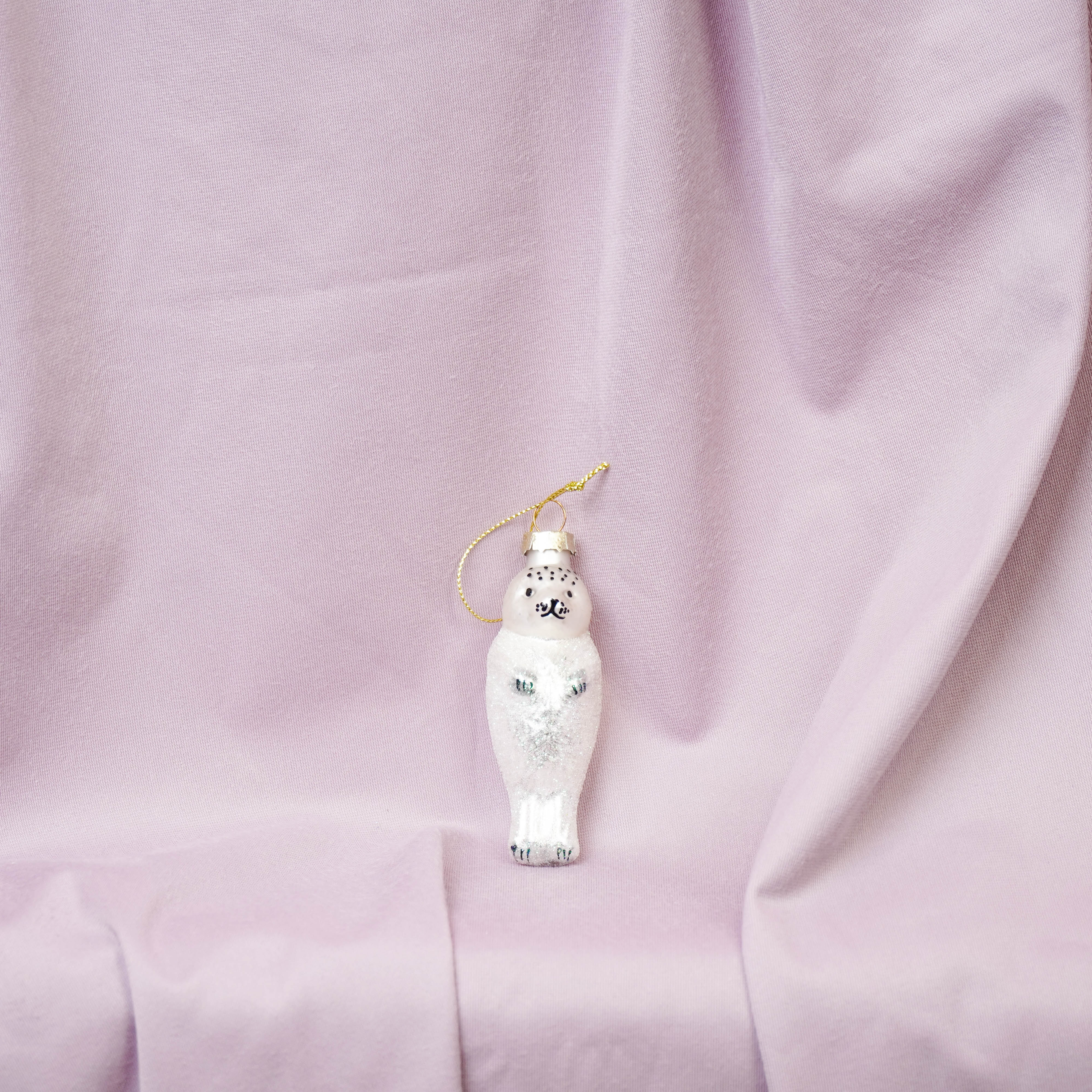 Kerstversiering - Kersthanger - Zeehond - Glas - Wit - 3,5x3,5x9,5cm