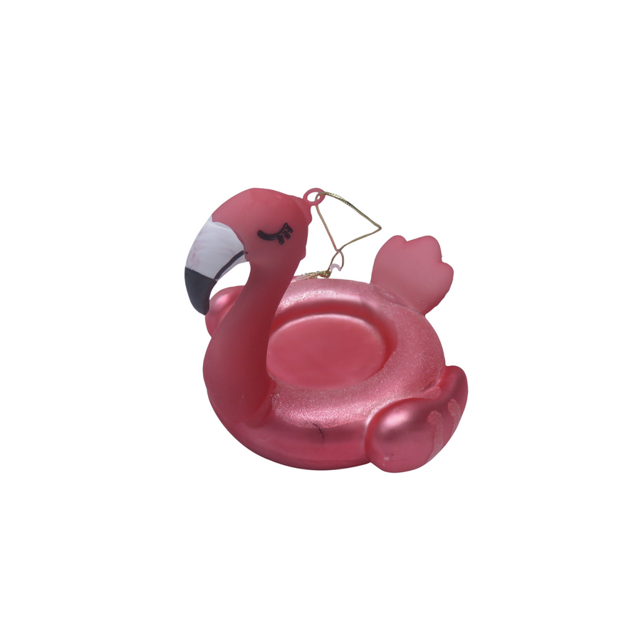 Kerstversiering - Kersthanger - Opblaas Flamingo - Glas - Roze - 10x10,5x9cm