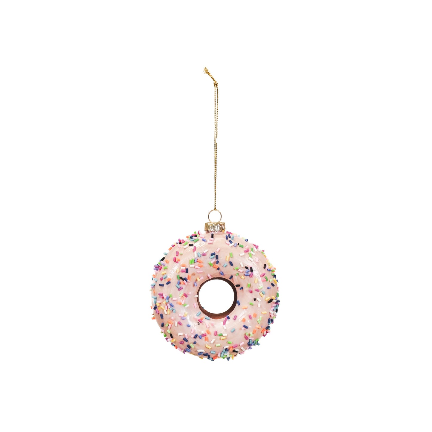 Kersthanger - Donut - Glas - Roze - 9,5x3,5cm