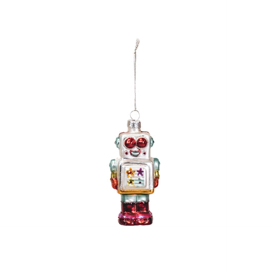 Kersthanger - Robot - Glas - Wit - 5x3,5x10,5cm