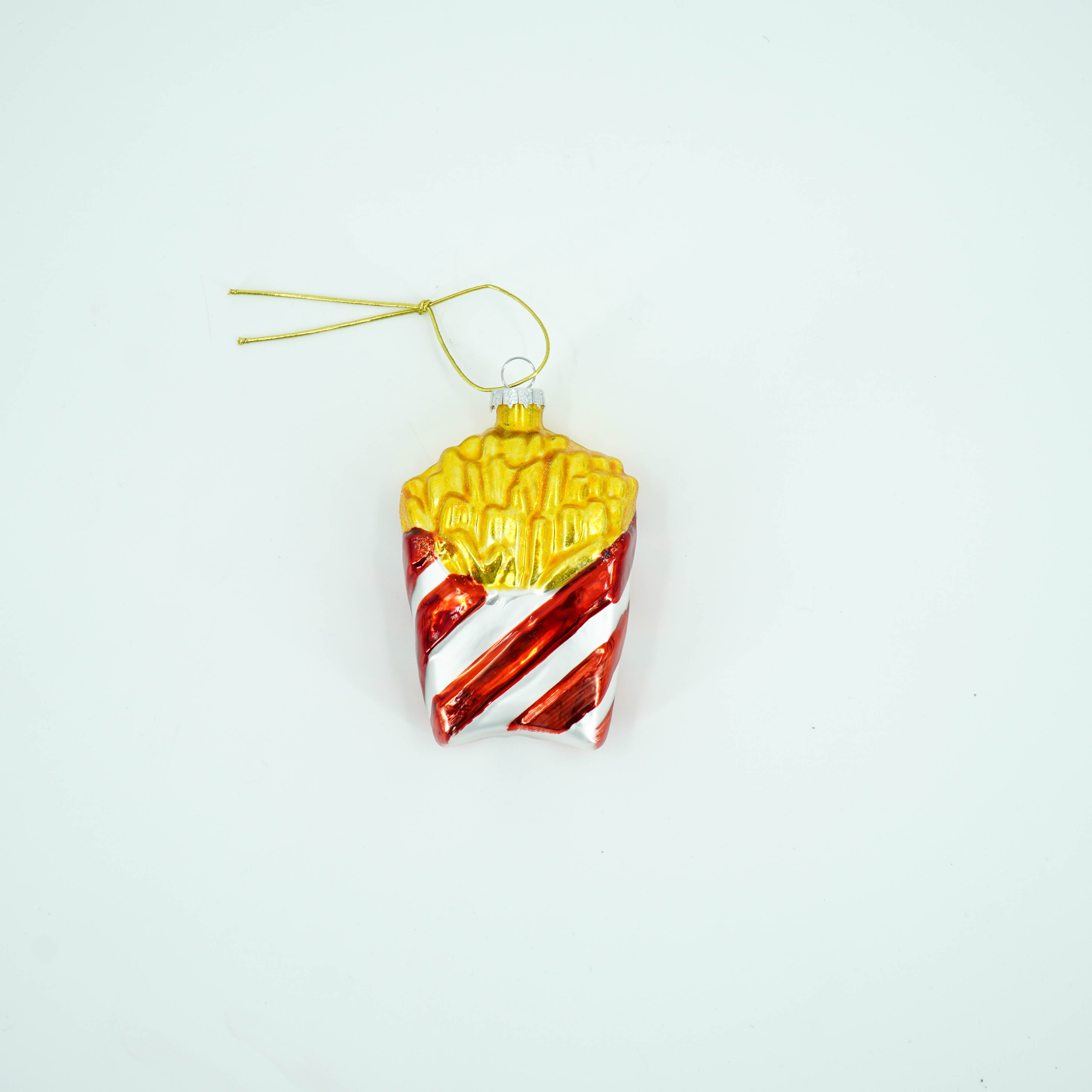 Kersthanger - Friet - Glas - Rood/Geel - 7x4x11cm