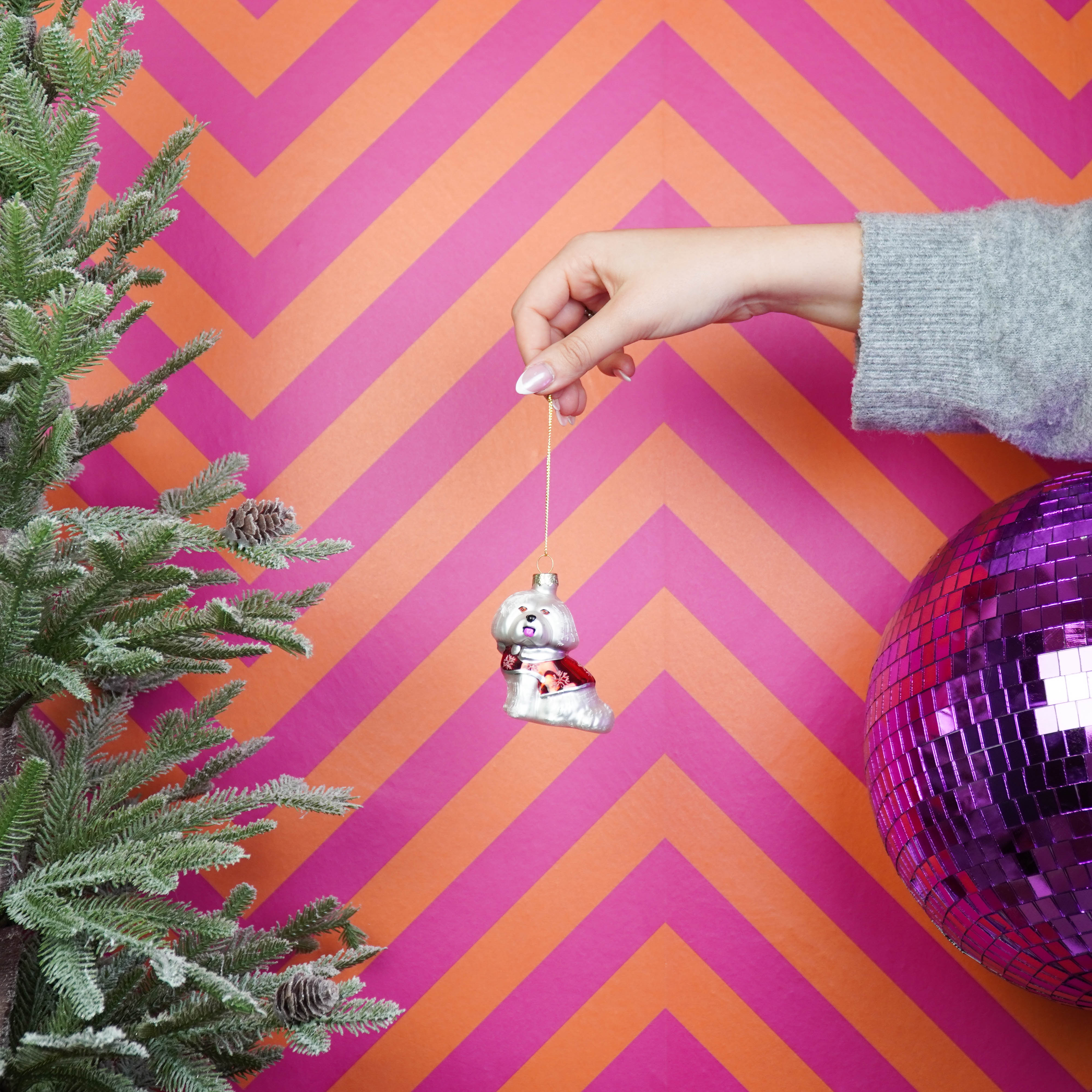 Kerstversiering - Kersthanger - Hond - Glas - Wit - 7x4,5x7,5cm