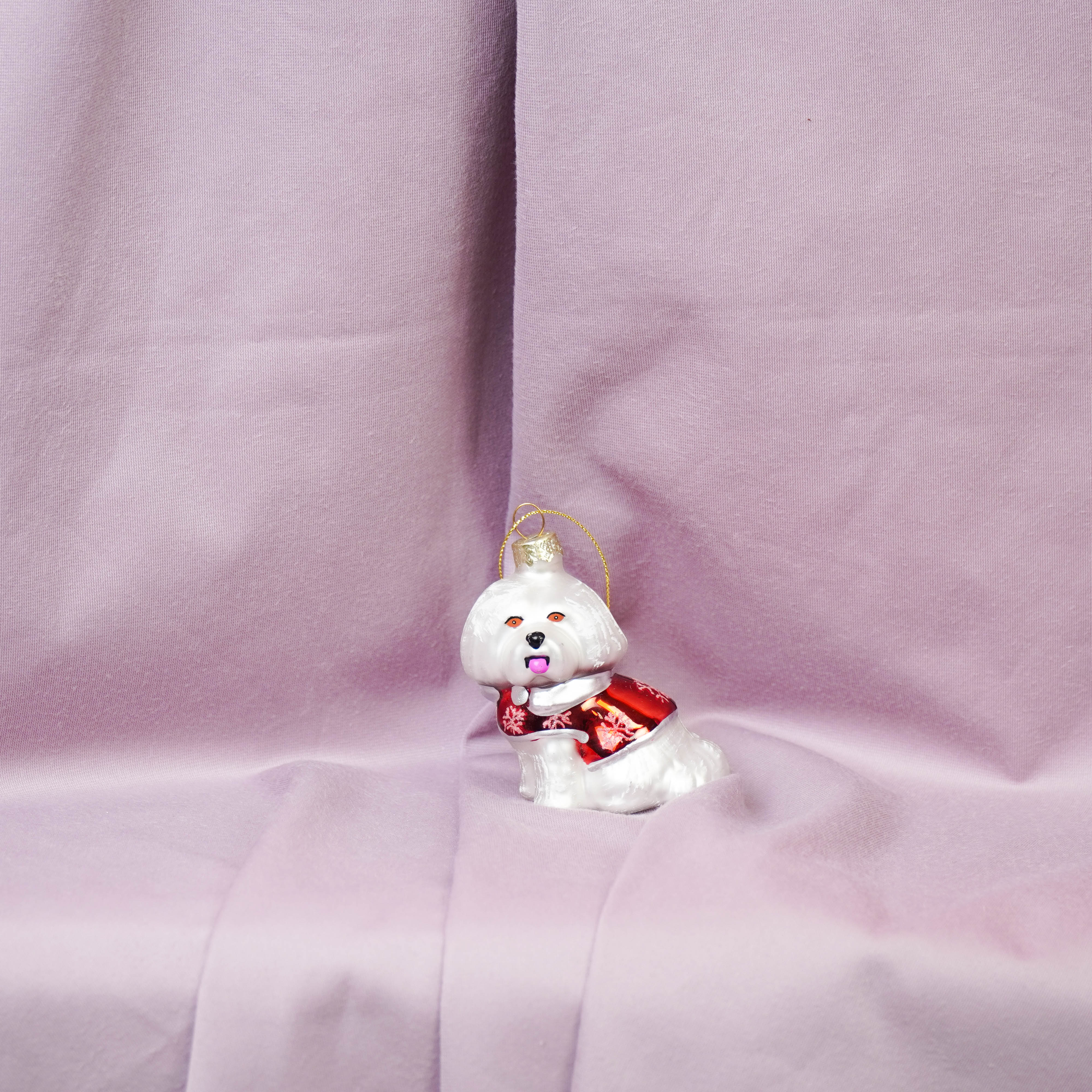 Kerstversiering - Kersthanger - Hond - Glas - Wit - 7x4,5x7,5cm