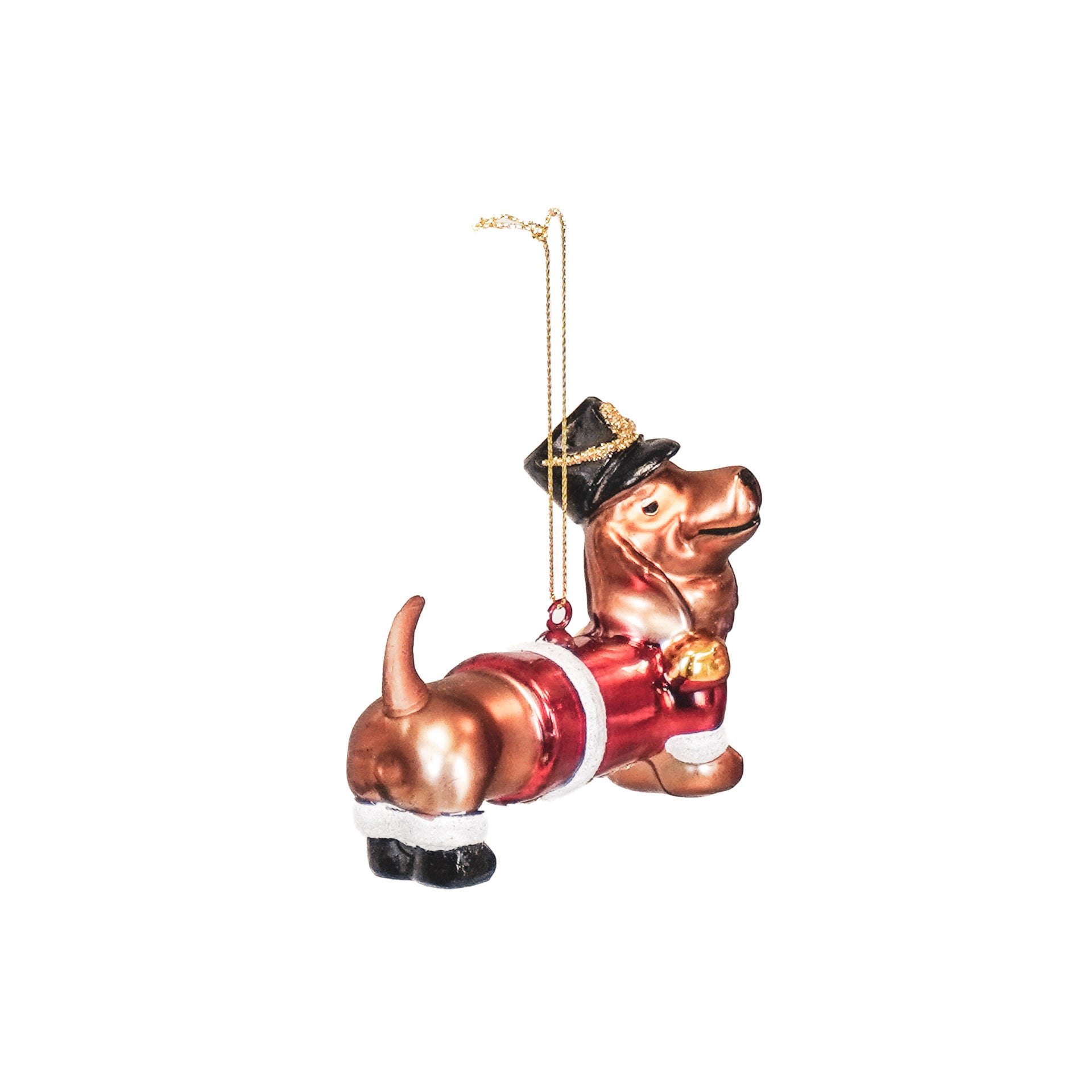 Kerstversiering - Kersthanger - Teckel - Glas - 10x4x8cm