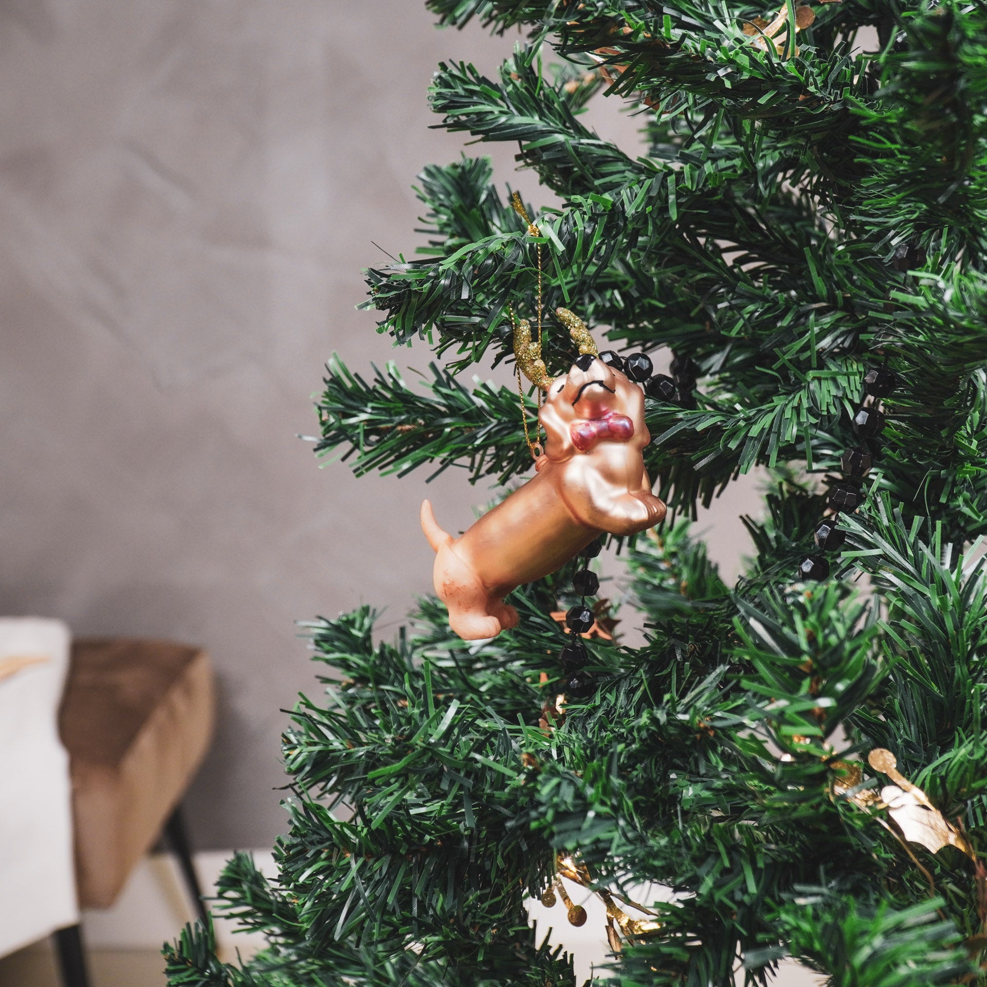 Kerstversiering - Kersthanger - Teckel - Glas - 10x4,5x8,5cm