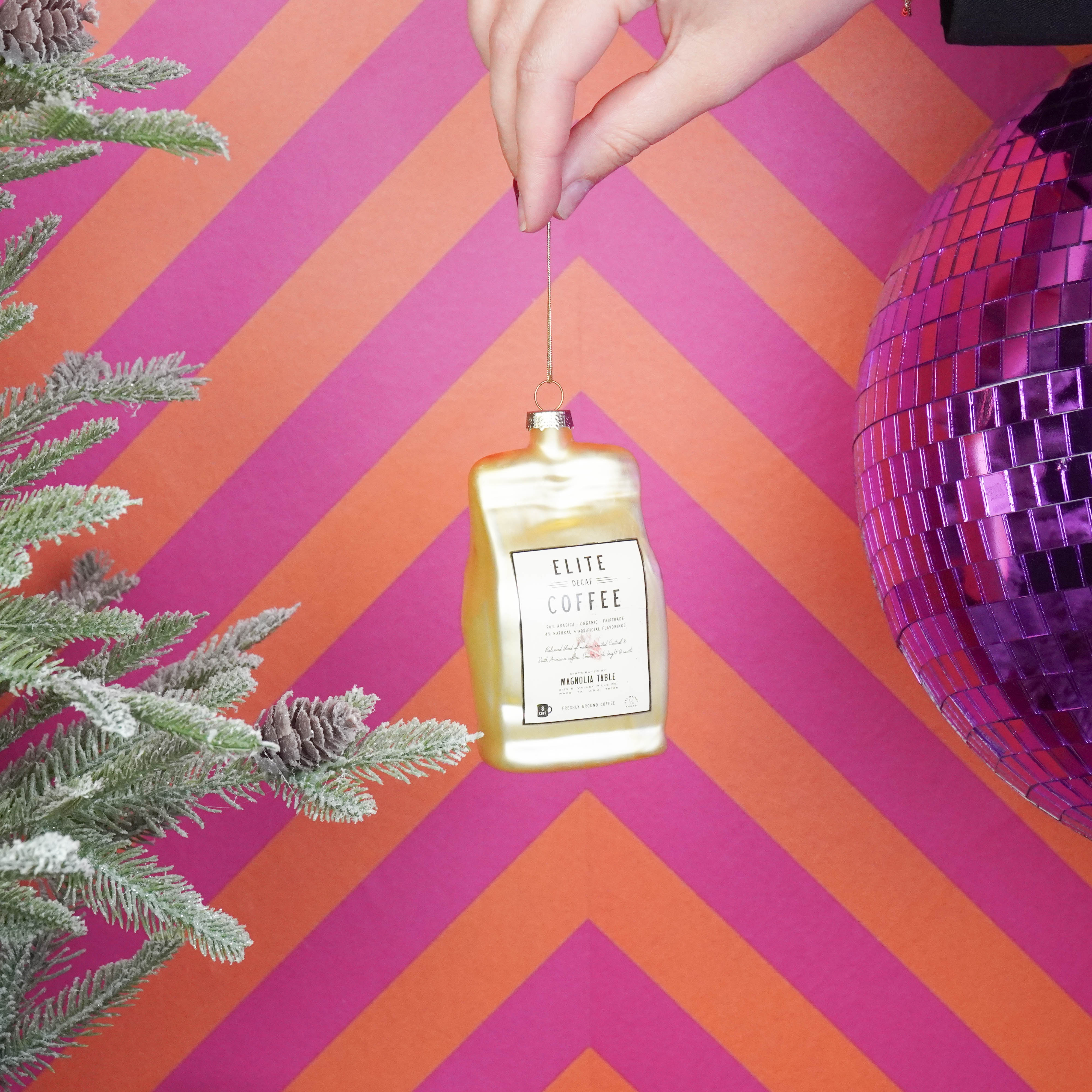 Kerstversiering - Kersthanger - Koffiebonen - Glas - Goud - 6x5x11,5cm