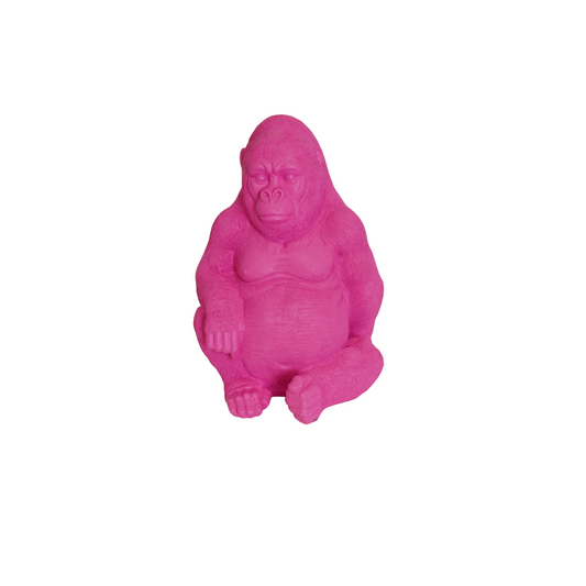 Ornament - Gorilla - Polyresin - Roze - 24x26x36,5cm