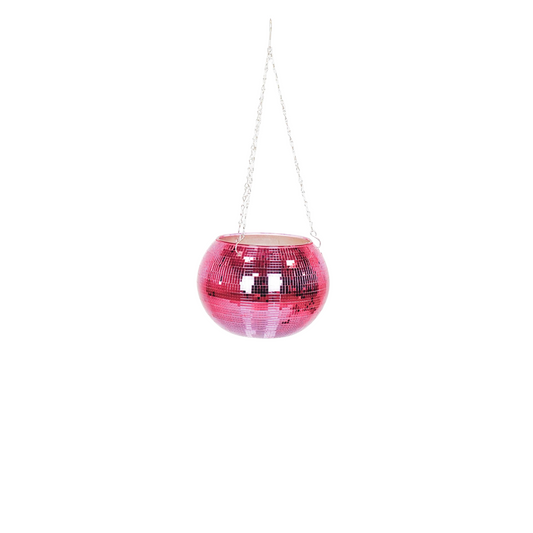 Hangende Vaas - Disco - Glas - Roze - 20x20x20cm