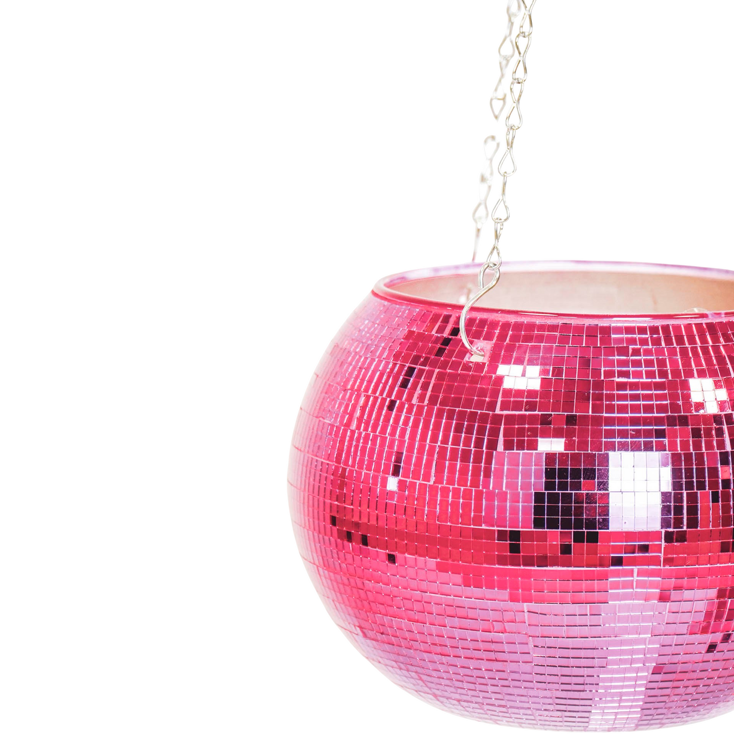 Hangende Vaas - Disco - Glas - Roze - 20x20x20cm