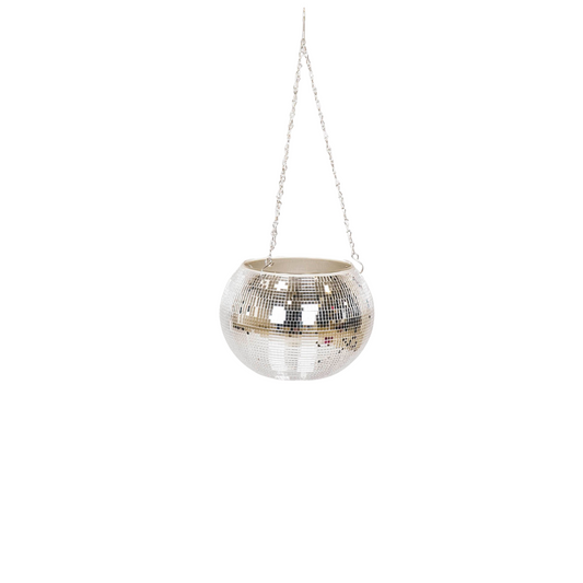 Hangende Vaas - Disco - Glas - Zilver - 25x25x25cm