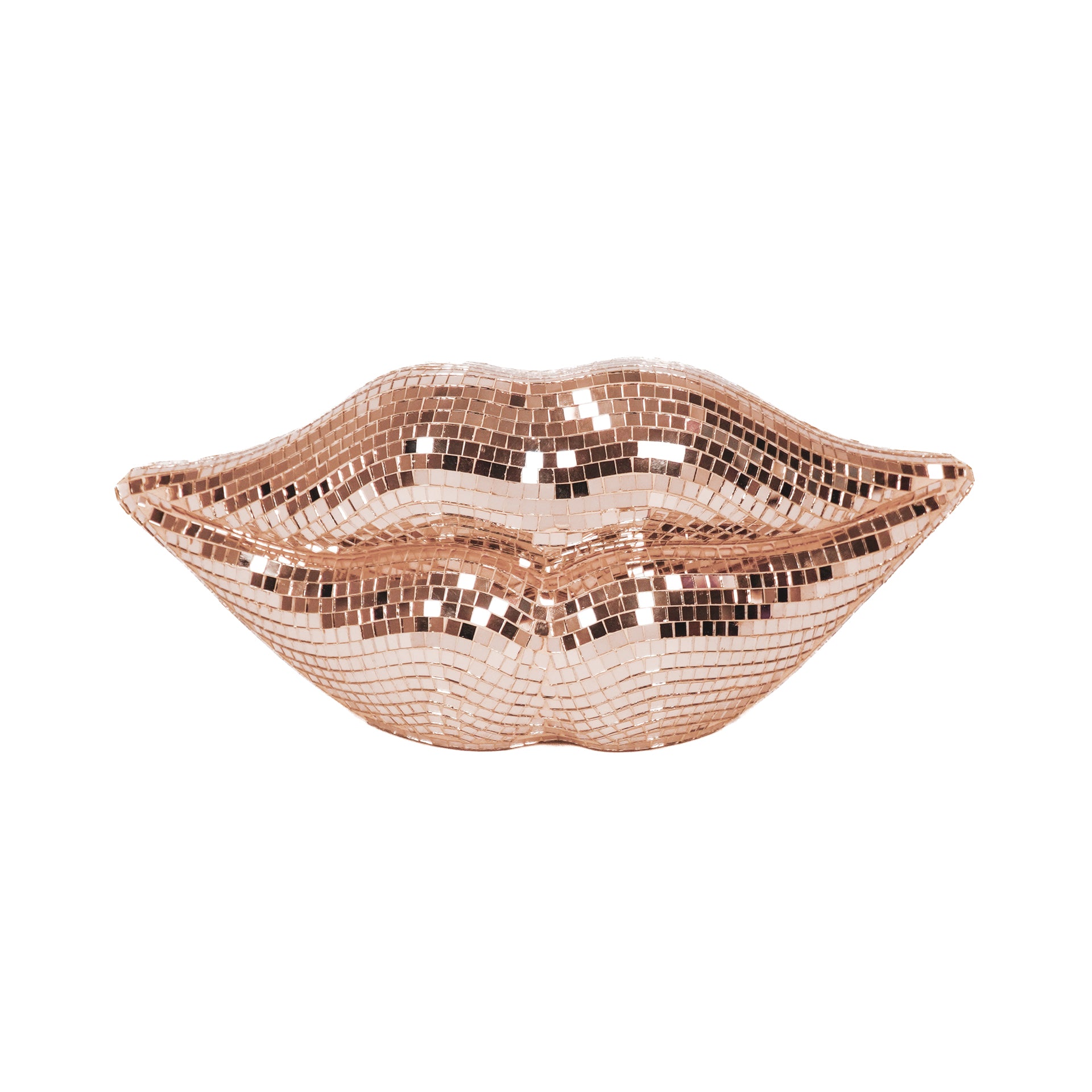 Ornament - Disco - Lip - Keramiek/Glas - Rose Goud - 29x10x13,5cm