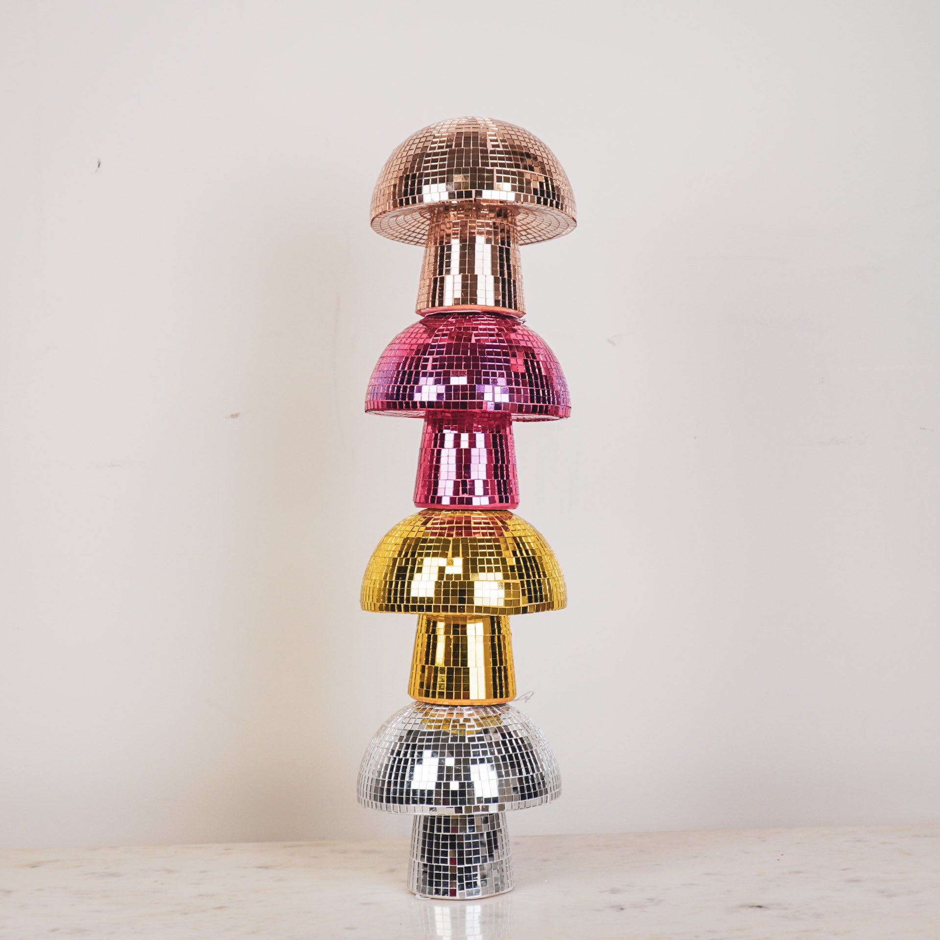 Beeld - Disco - Mushroom - Glas/Keramiek - Rose Goud - 14x14x14cm