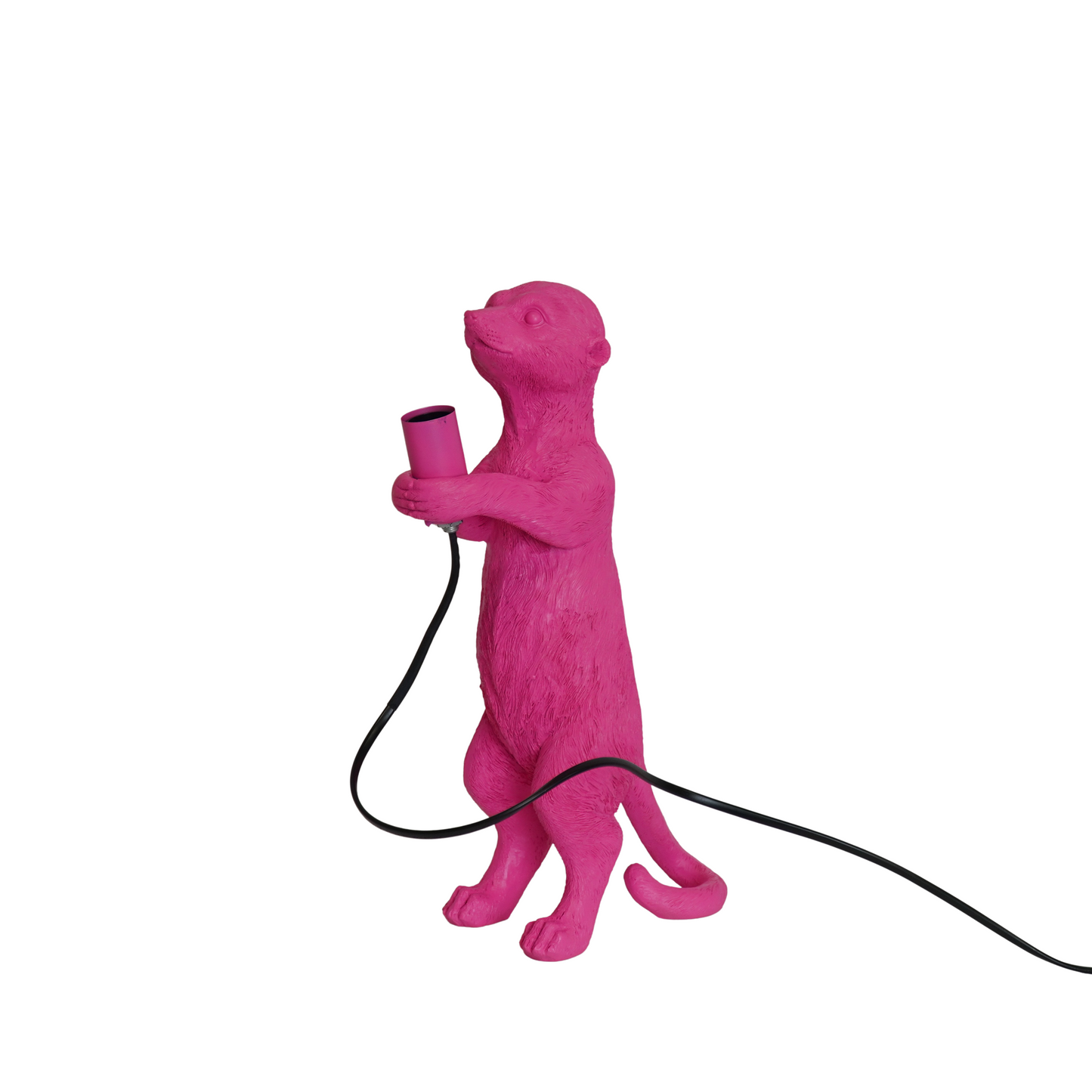 Lamp - Stokstaartje - Polyresin - Roze - 15x10x38cm