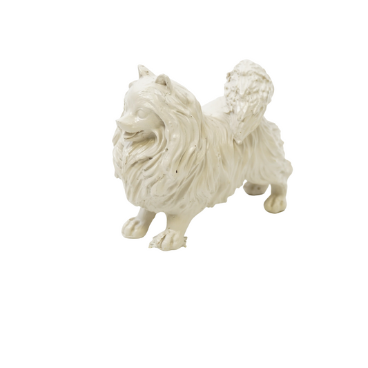 Ornament - Pomeriaan - Hond - Polyresin - Zand - 23x10x18cm