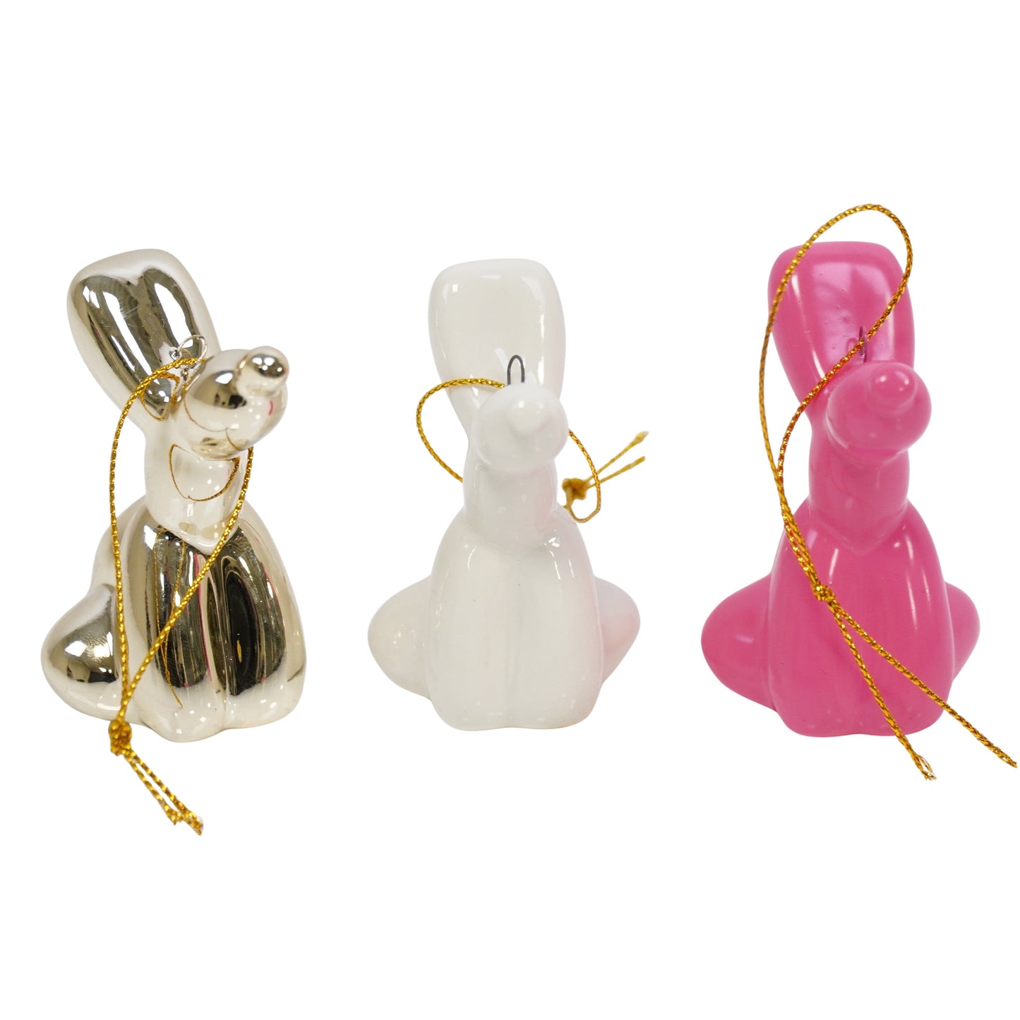 Ornament - Ballon Hond hanger - Keramiek - Roze - 5,5x4x6,5cm