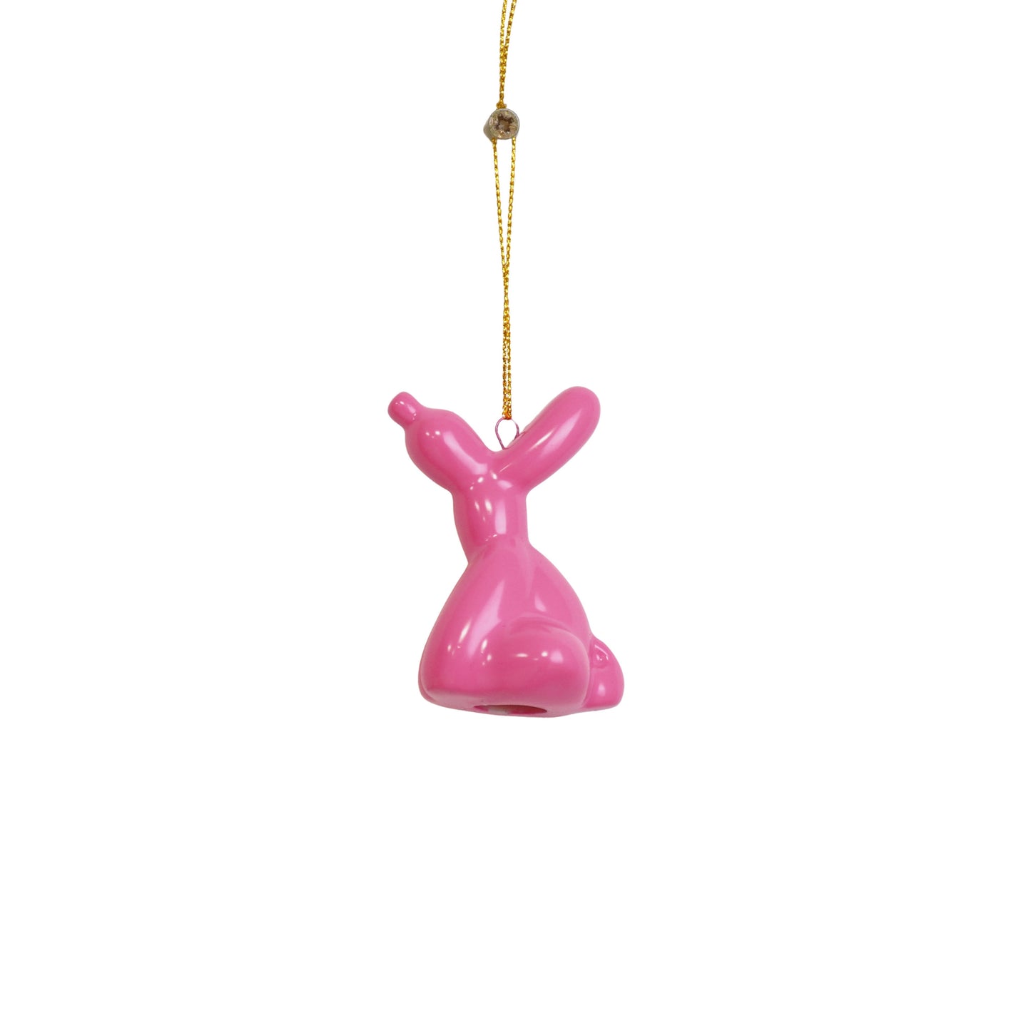 Ornament - Ballon Hond hanger - Keramiek - Roze - 5,5x4x6,5cm