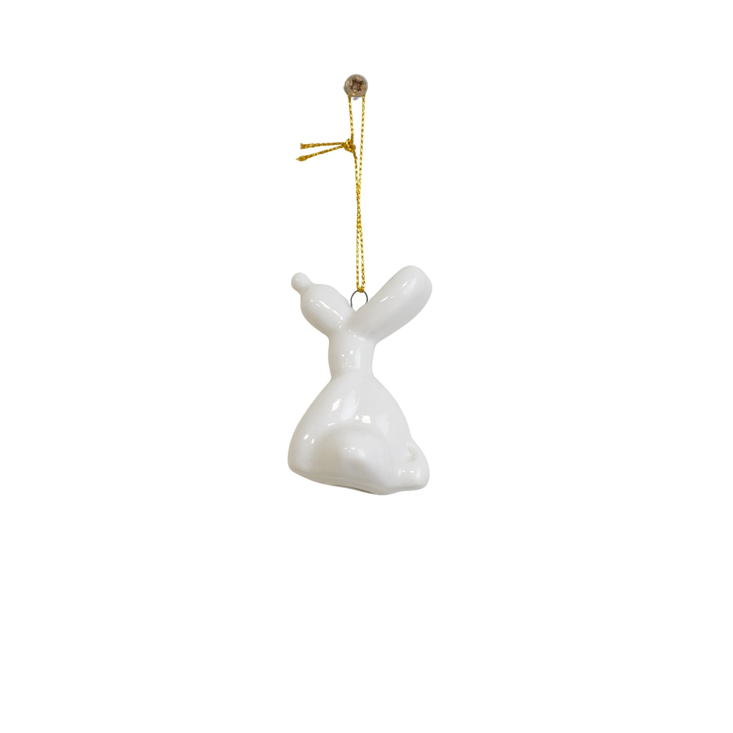 Ornament - Ballon Hond hanger - Keramiek - Wit - 5,5x4x6,5cm