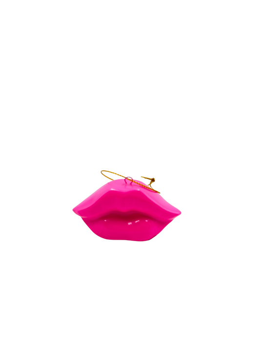 Kersthanger - Lip - Keramiek - Neon Roze - 6,5x2x4cm