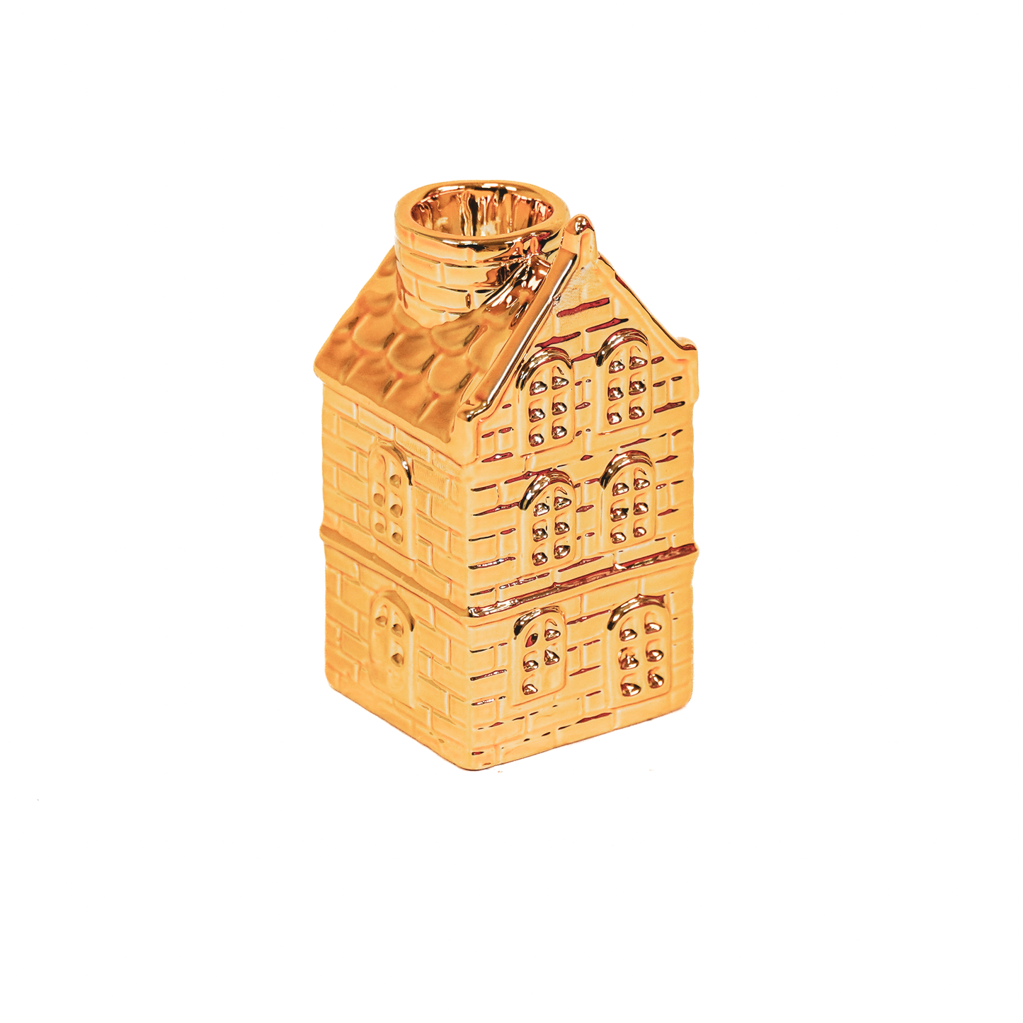 Kandelaar - Huis - Keramiek - Goud - 6x5,5x11cm