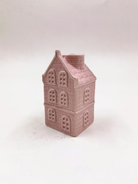 Kandelaar - Huis - Keramiek - Licht Roze - 6x5,5x11cm