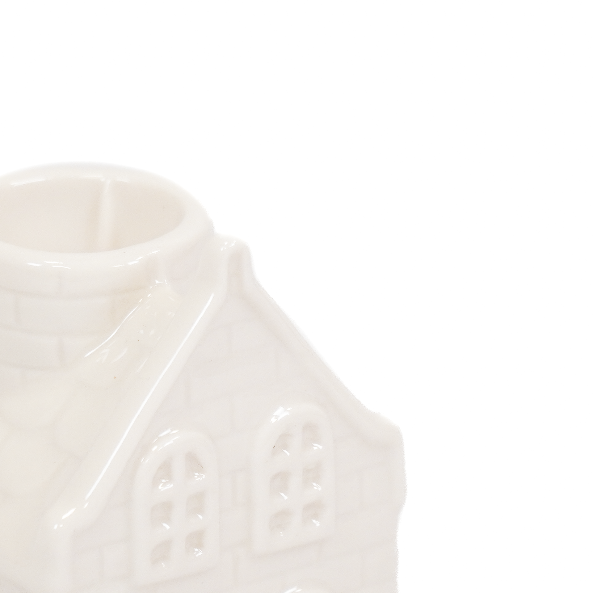 Kandelaar - Huis - Keramiek - Wit - 6x5,5x11cm