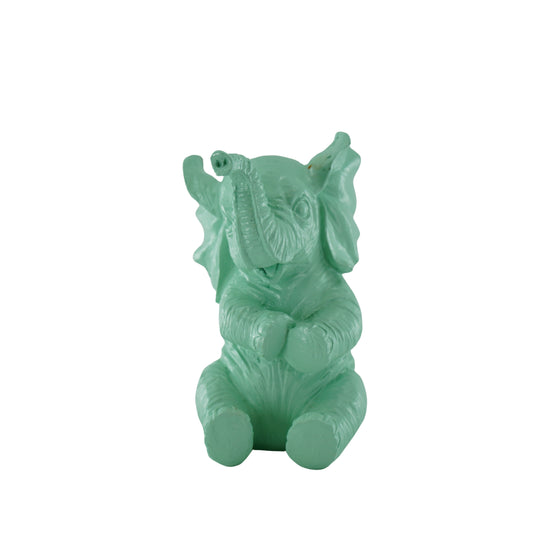 Ornament - Olifant - Polyresin - Mintgroen - 7x7x11cm