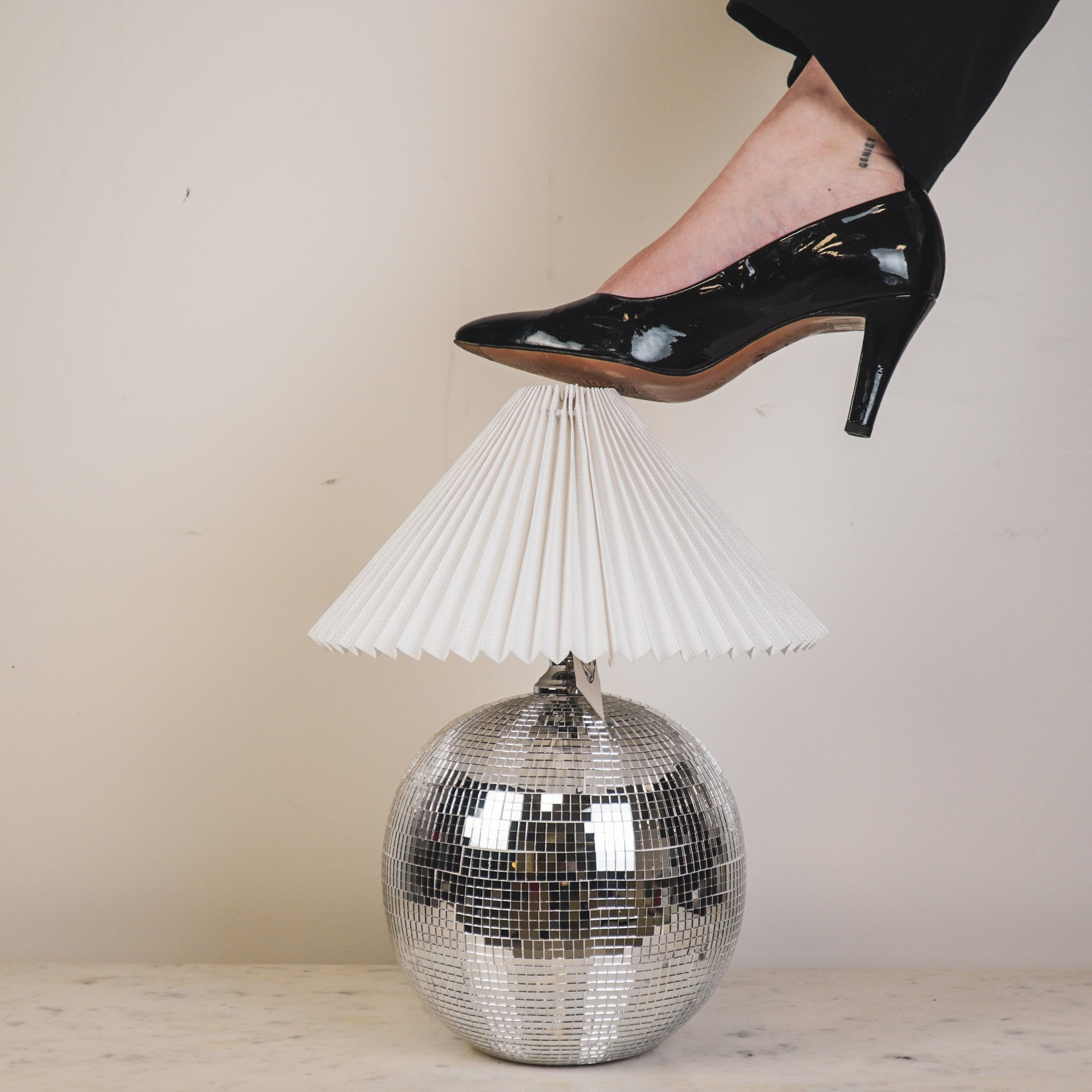 Tafel lamp - Disco Bol - Glas - Zilver - 20x20cm
