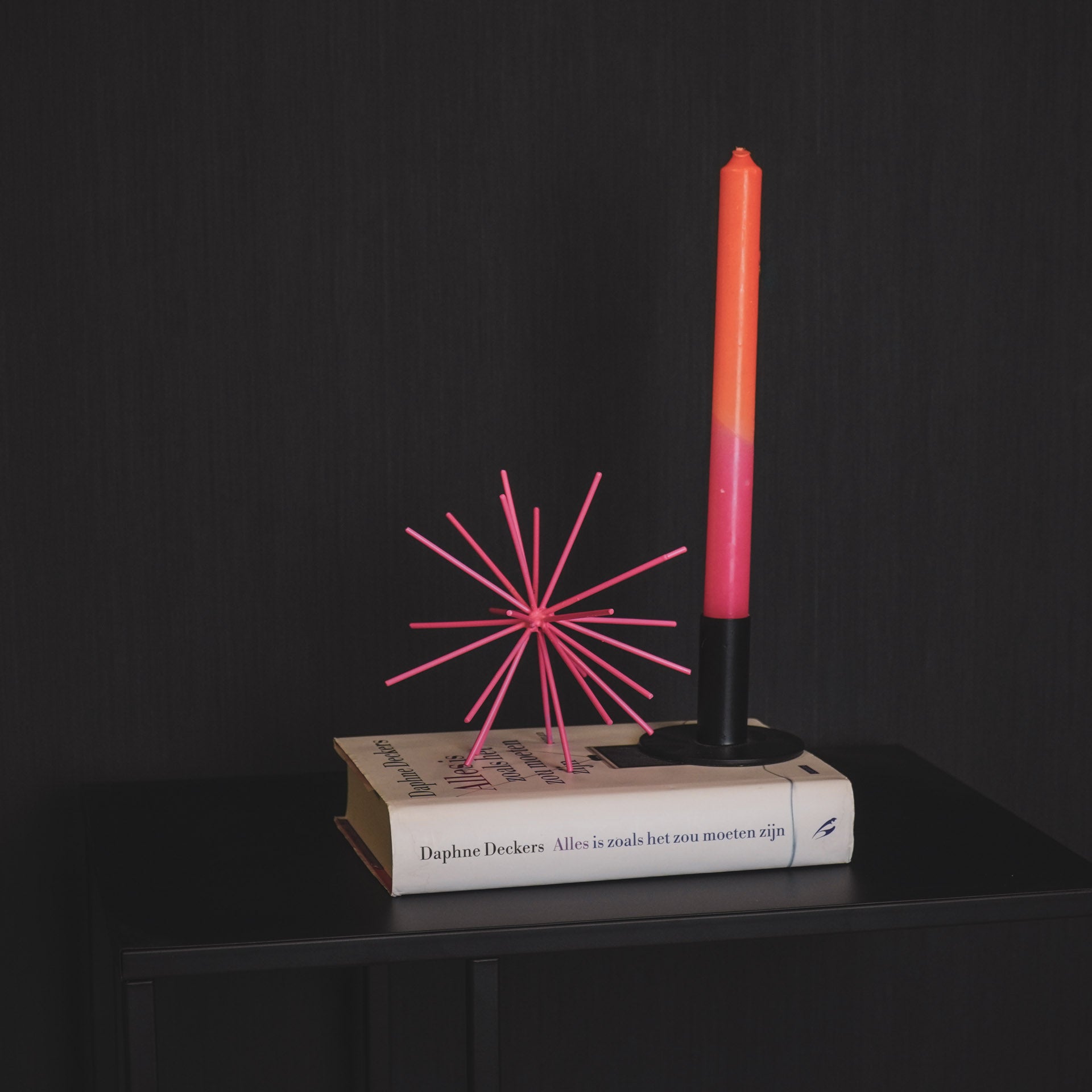 Ornament - Vuurwerk - Metaal -  Neon Roze - 15x15x15cm