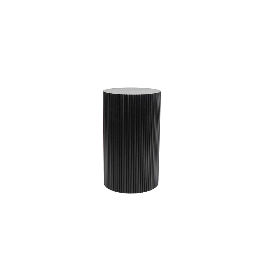 Bijzettafel Rond – Geribbelde Cilinder – MDF – Zwart – 30x54cm