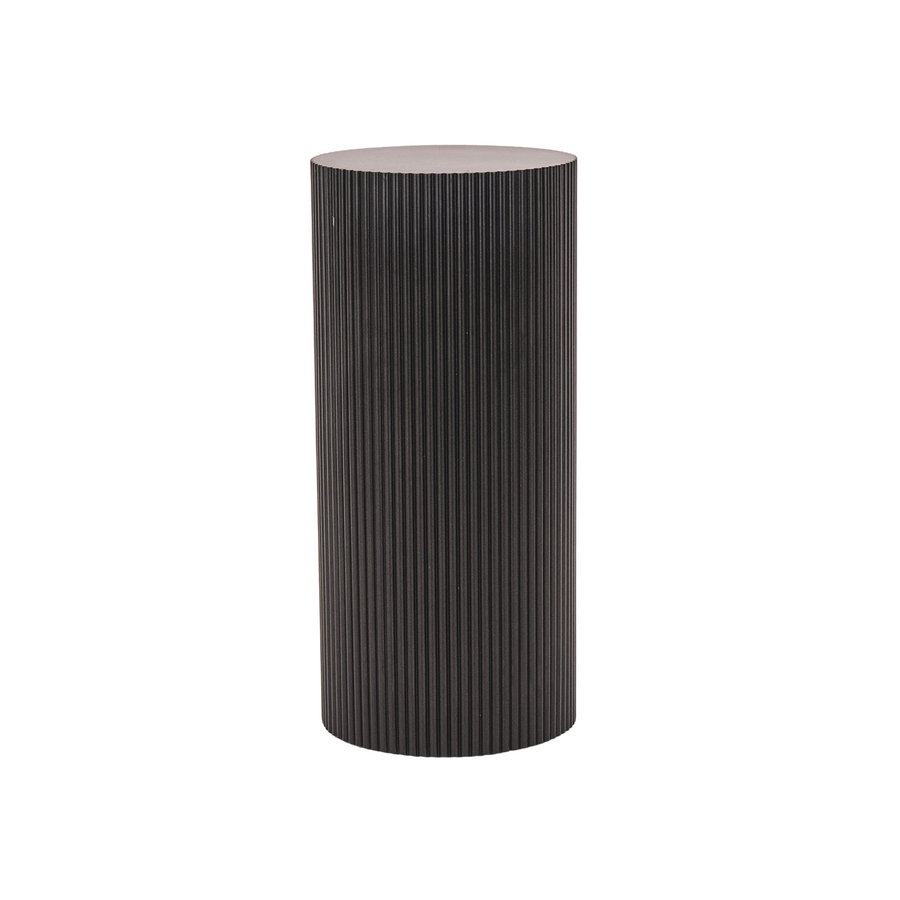 Bijzettafel Rond – Geribbelde Cilinder – MDF – Zwart – 30x65cm