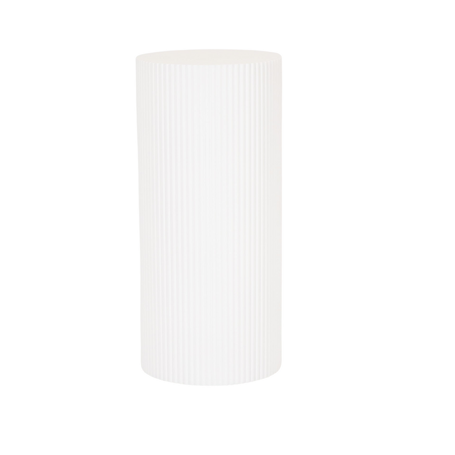 Bijzettafel Rond – Geribbelde Cilinder – MDF – Wit – 30x65cm
