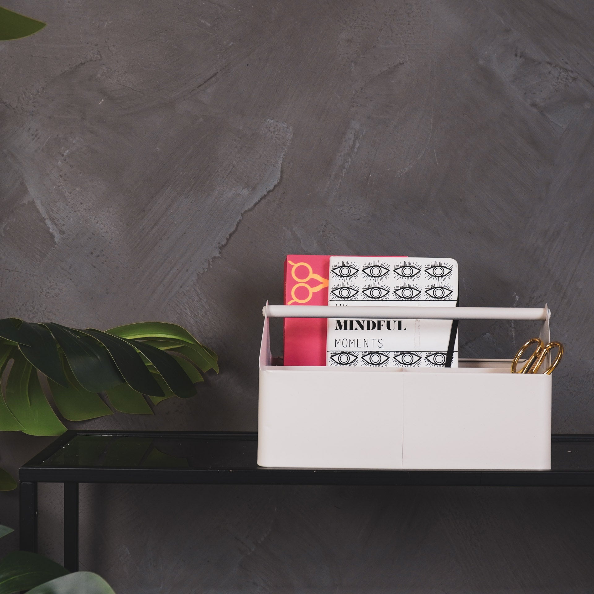 Metalen Bak met Vakken- Organizer - Metaal - White - 30x17x17cm