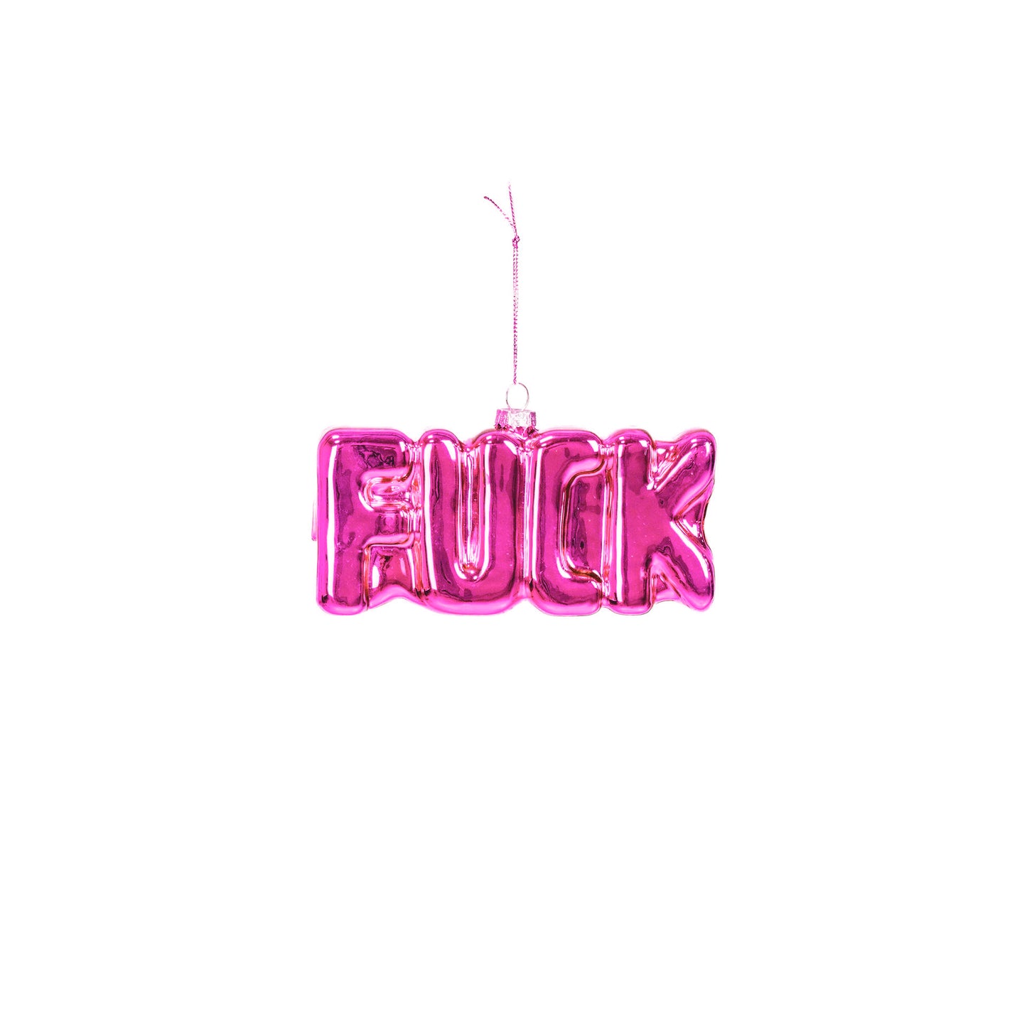 Kersthanger - FUCK - Glas - Roze - 14,5x3,5x7,5cm