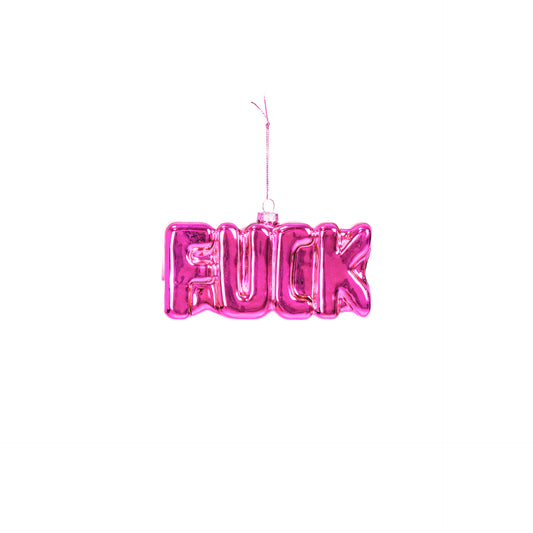 Kersthanger - FUCK - Glas - Roze - 14,5x3,5x7,5cm