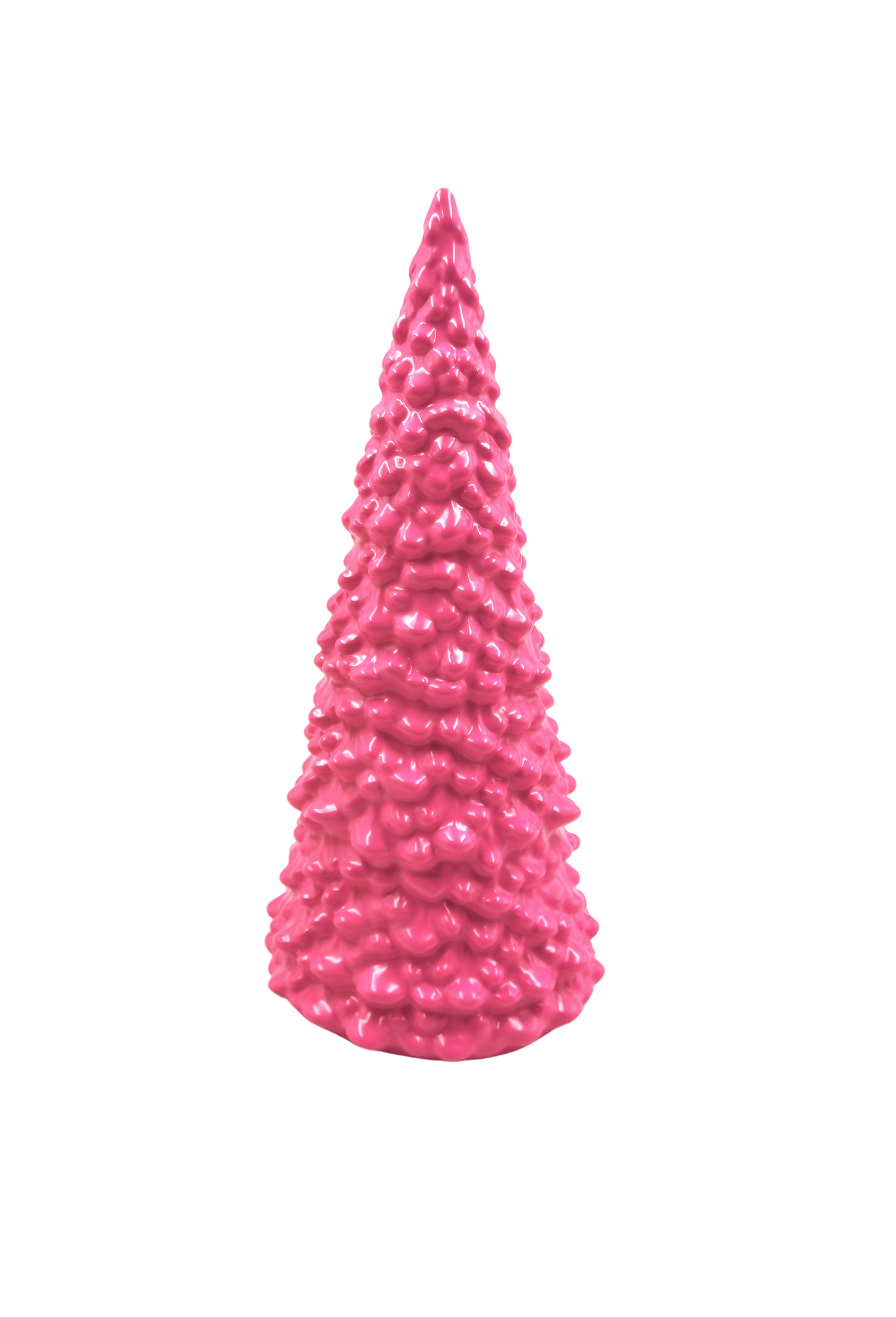 Ornament - Kerstboom - Keramiek - Neon Roze - 10x10x24cm