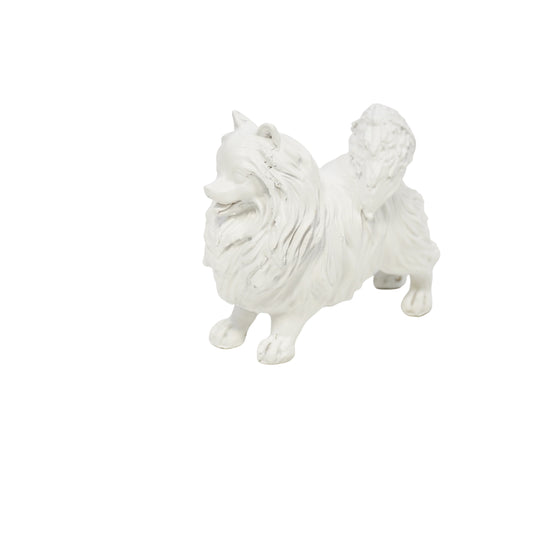 Ornament - Pomeriaan - Hond - Polyresin - Wit - 23x10x18cm